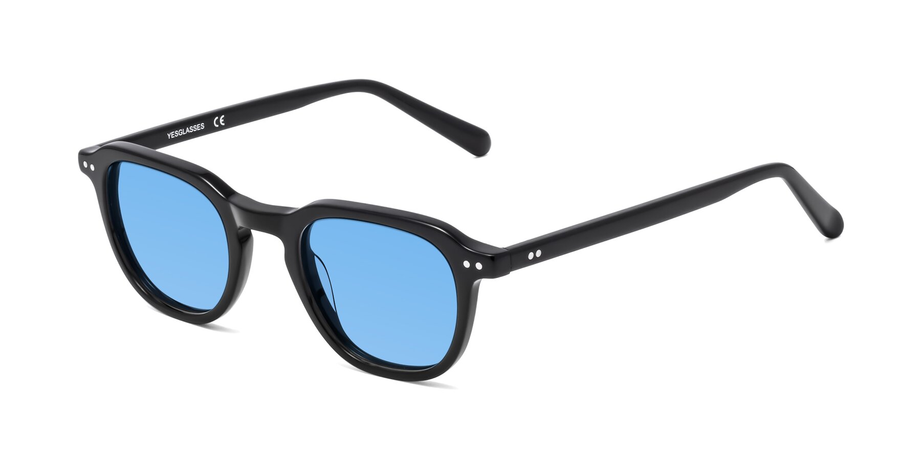 Angle of 1484 in Black with Medium Blue Tinted Lenses