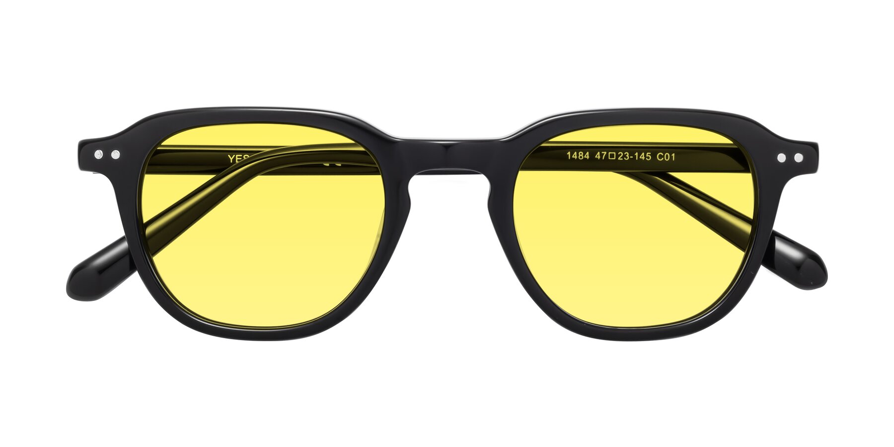 Folded Front of 1484 in Black with Medium Yellow Tinted Lenses