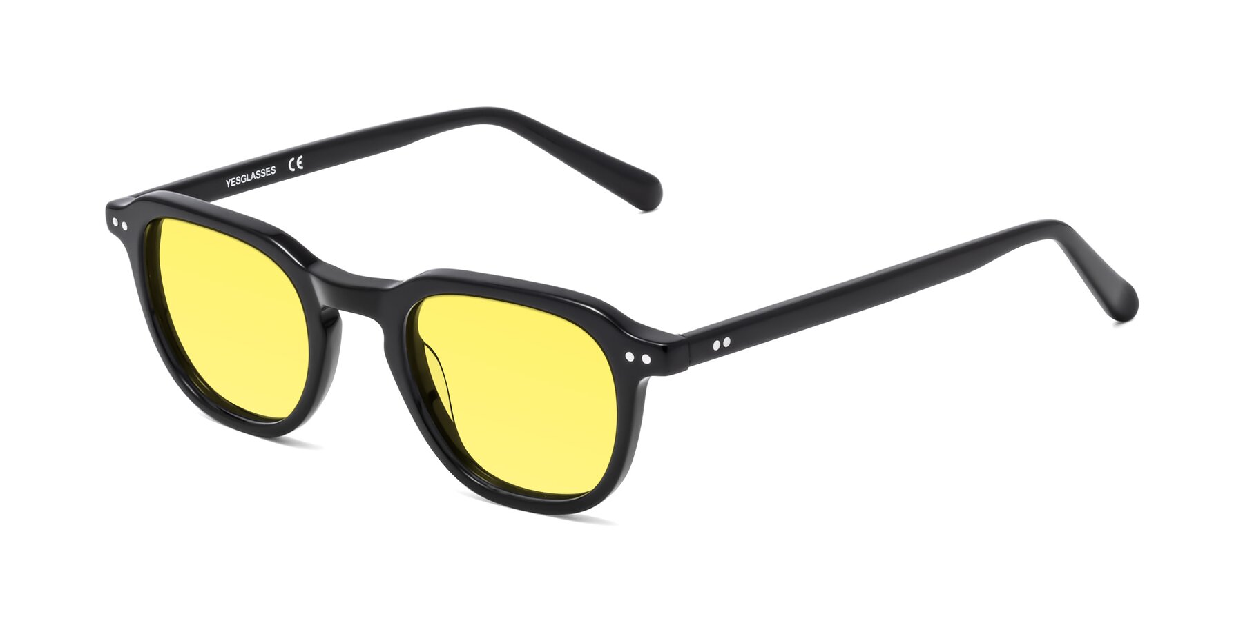 Angle of 1484 in Black with Medium Yellow Tinted Lenses