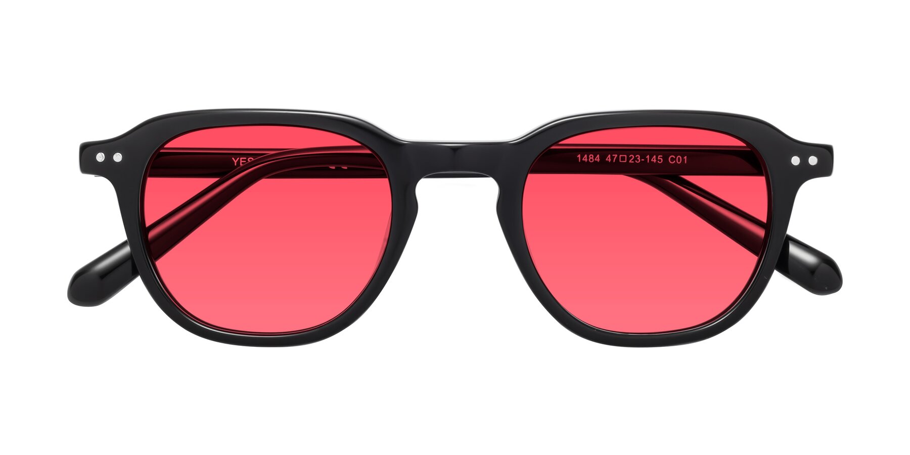 Folded Front of 1484 in Black with Pink Tinted Lenses