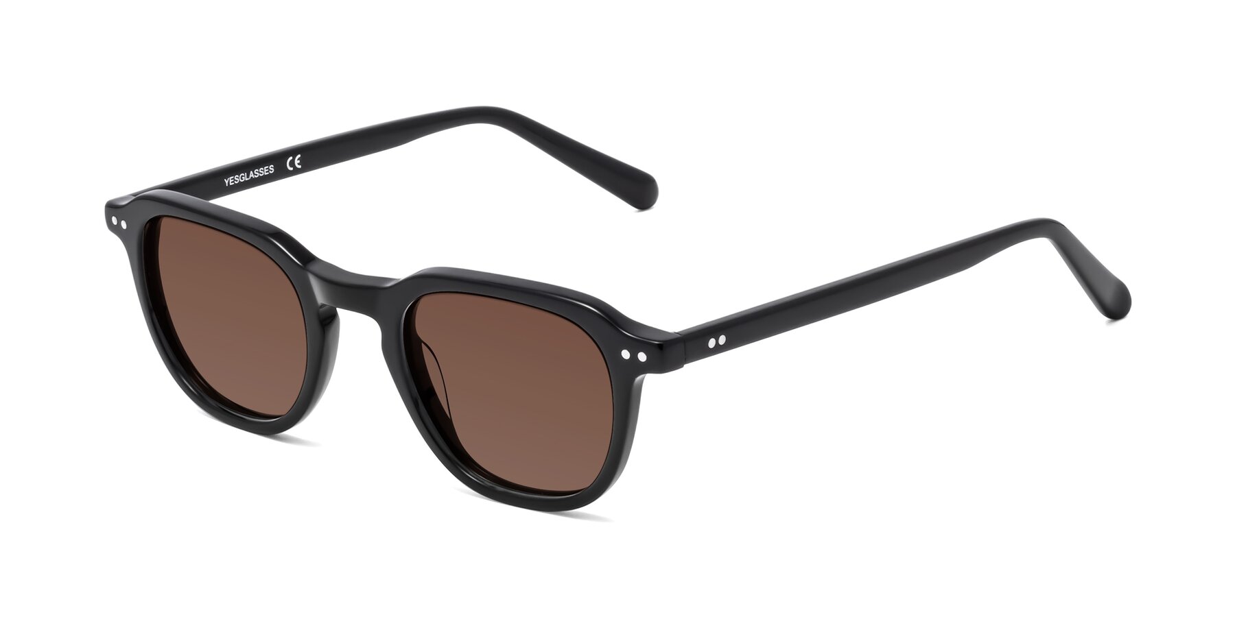 Angle of 1484 in Black with Brown Tinted Lenses
