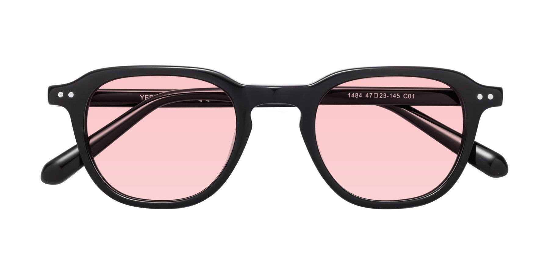 Folded Front of 1484 in Black with Light Garnet Tinted Lenses