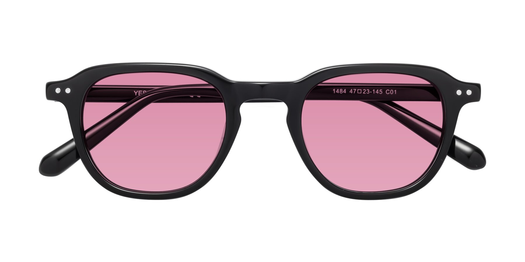 Folded Front of 1484 in Black with Medium Wine Tinted Lenses