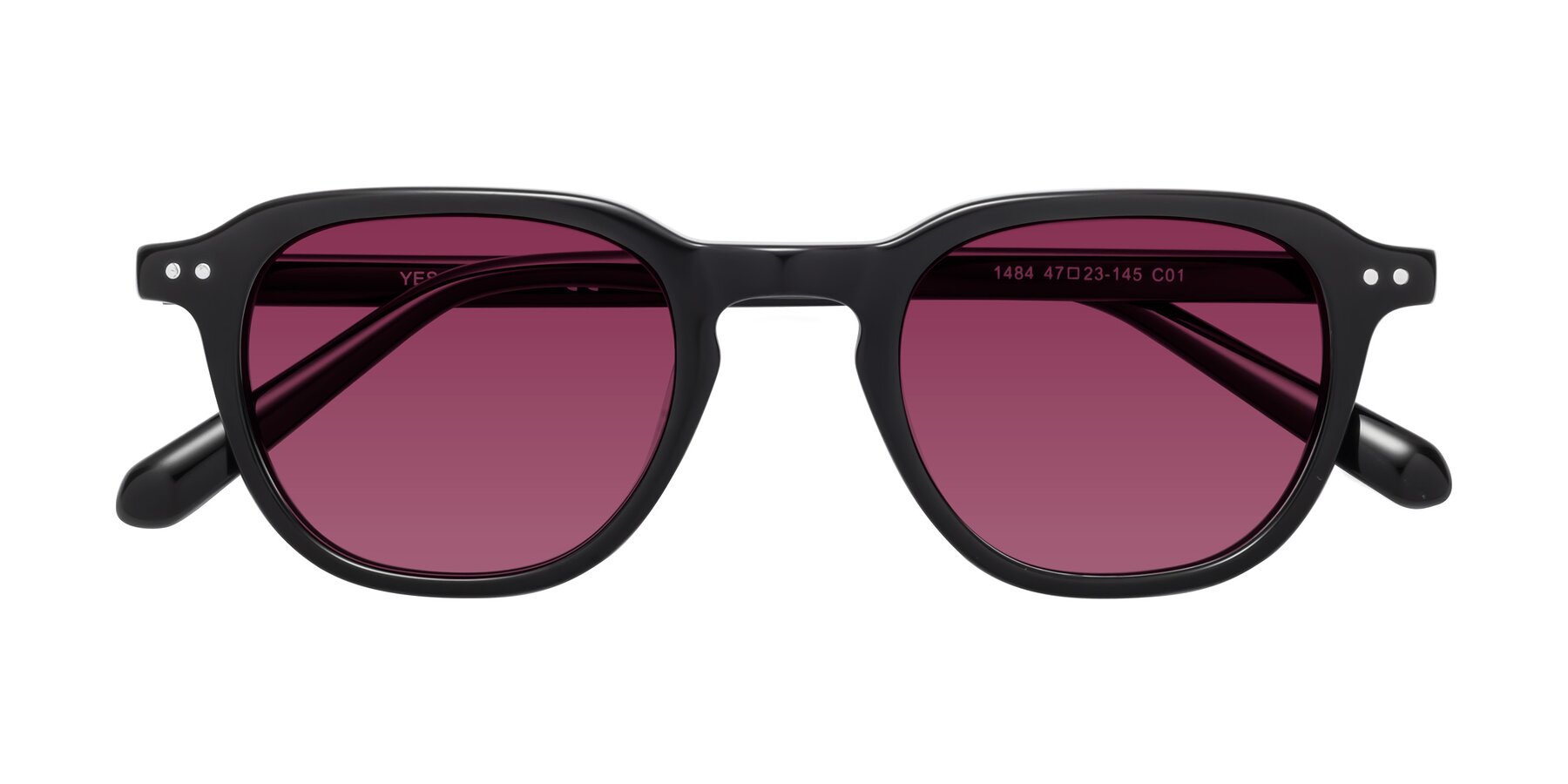 Folded Front of 1484 in Black with Wine Tinted Lenses