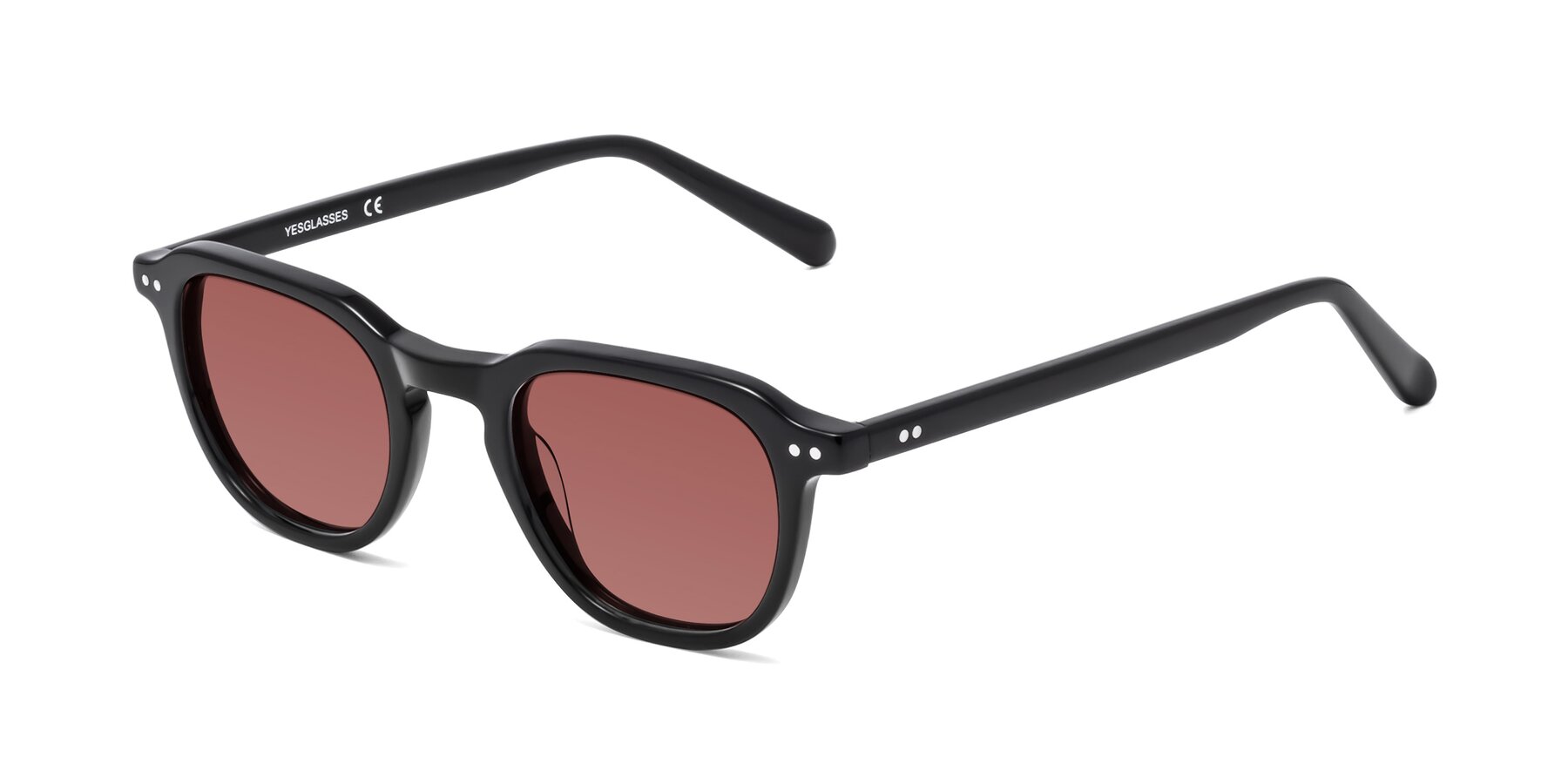 Angle of 1484 in Black with Garnet Tinted Lenses