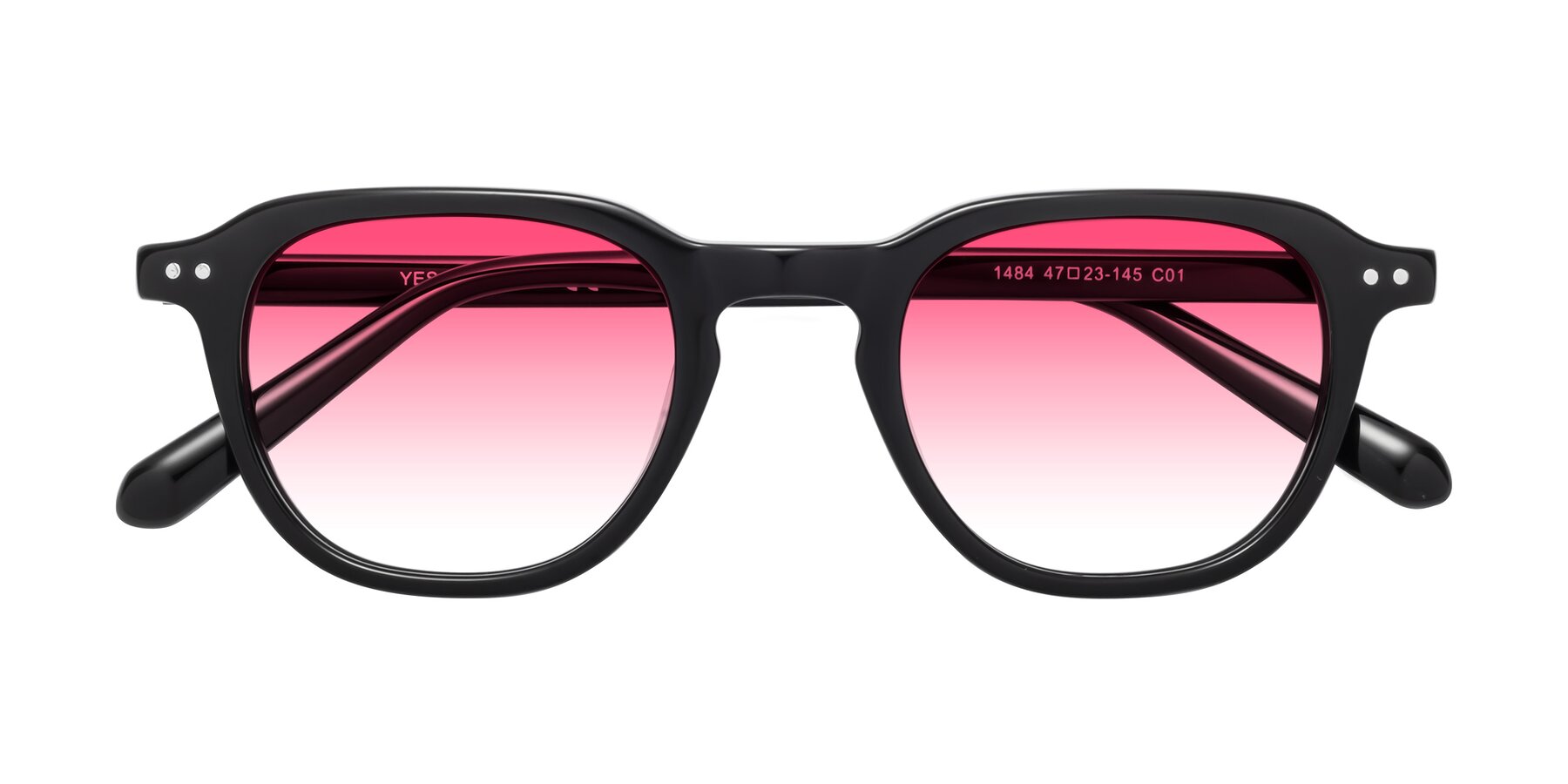 Folded Front of 1484 in Black with Pink Gradient Lenses