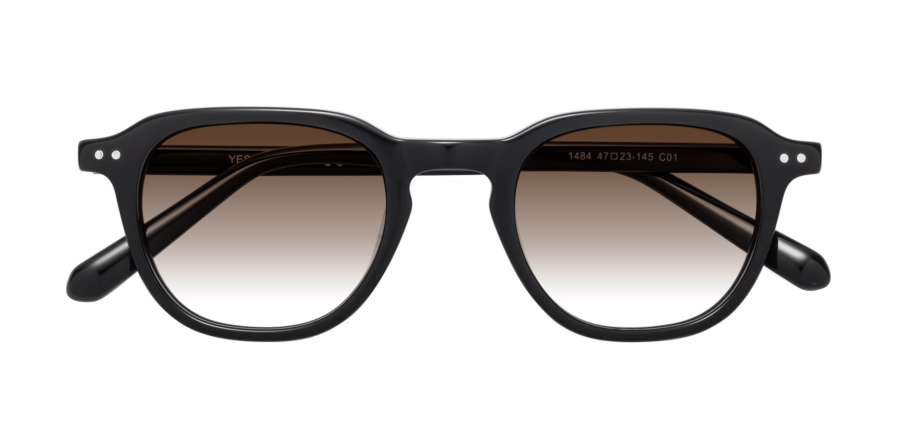Folded Front of 1484 in Black with Brown Gradient Lenses