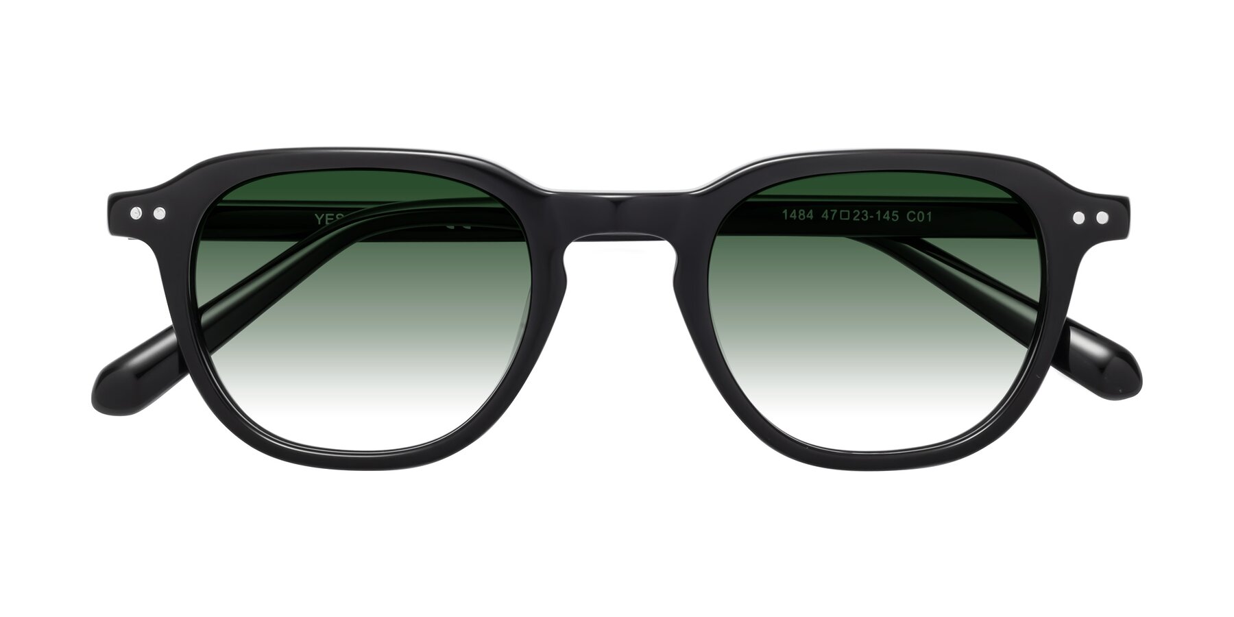 Folded Front of 1484 in Black with Green Gradient Lenses