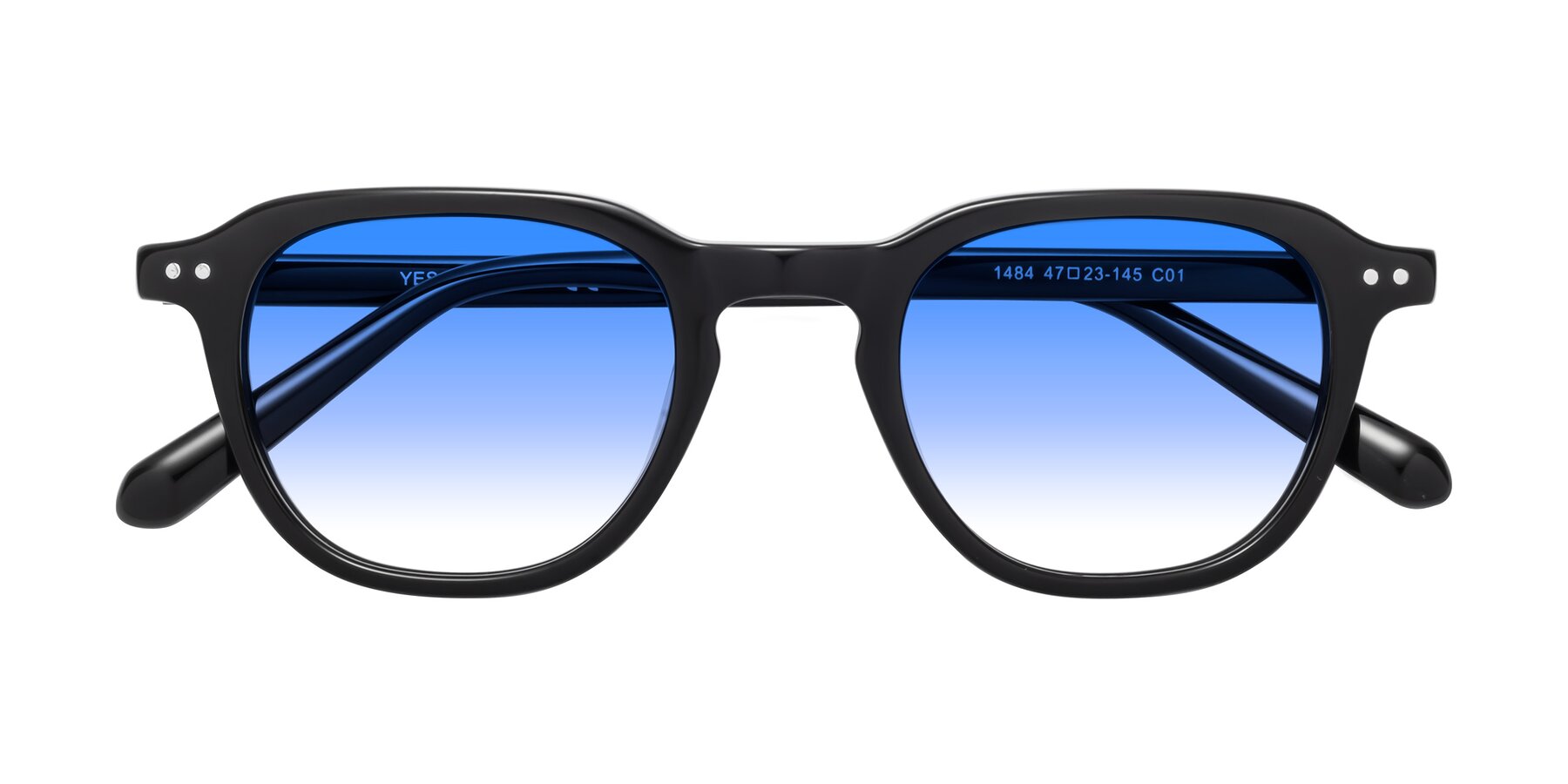 Folded Front of 1484 in Black with Blue Gradient Lenses