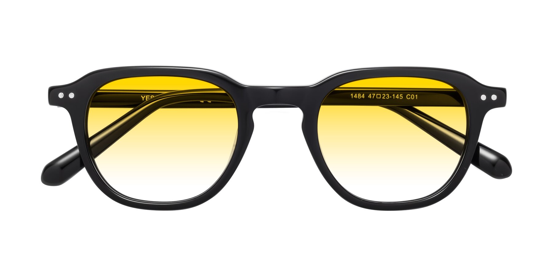 Folded Front of 1484 in Black with Yellow Gradient Lenses