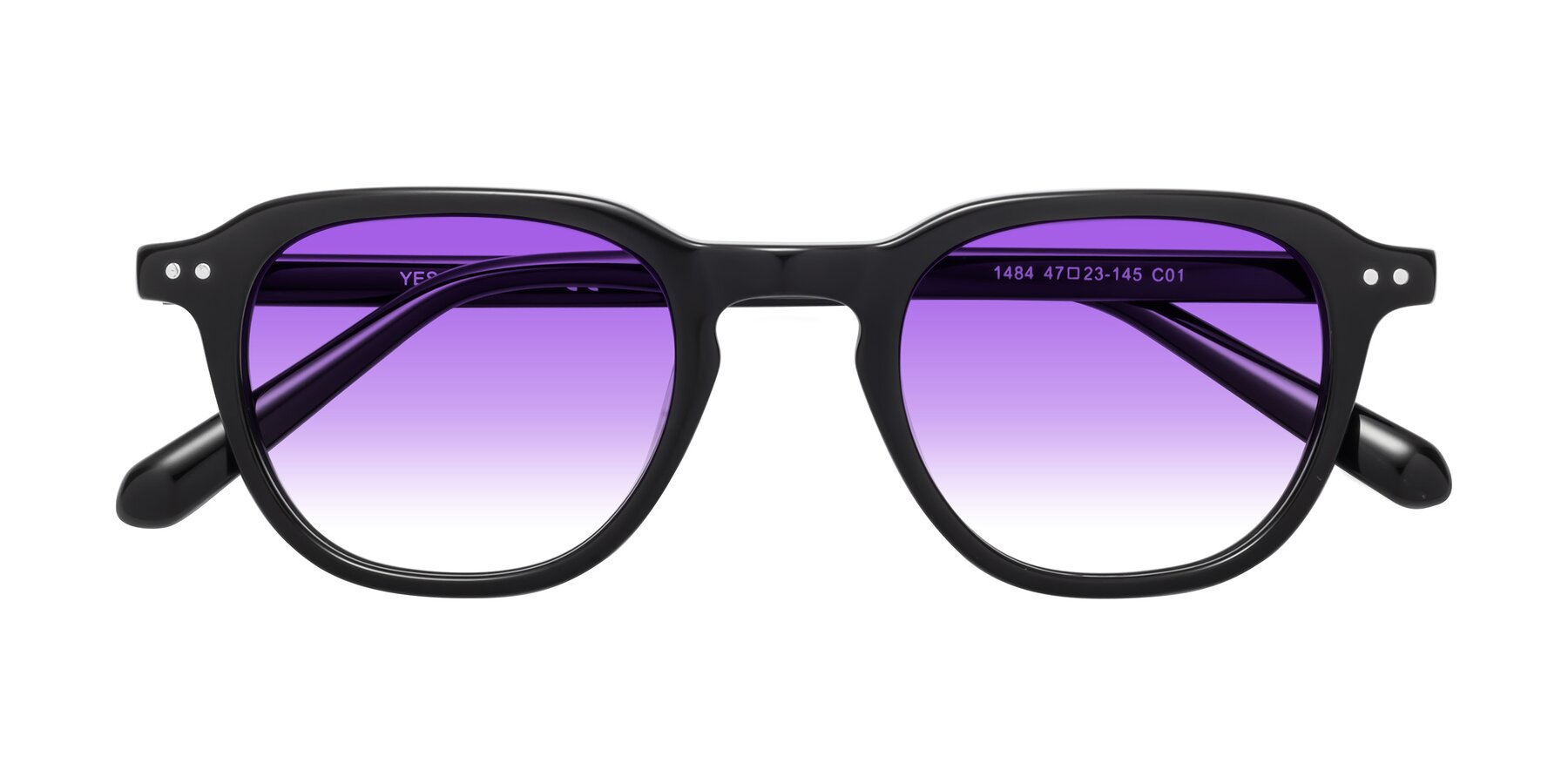 Folded Front of 1484 in Black with Purple Gradient Lenses