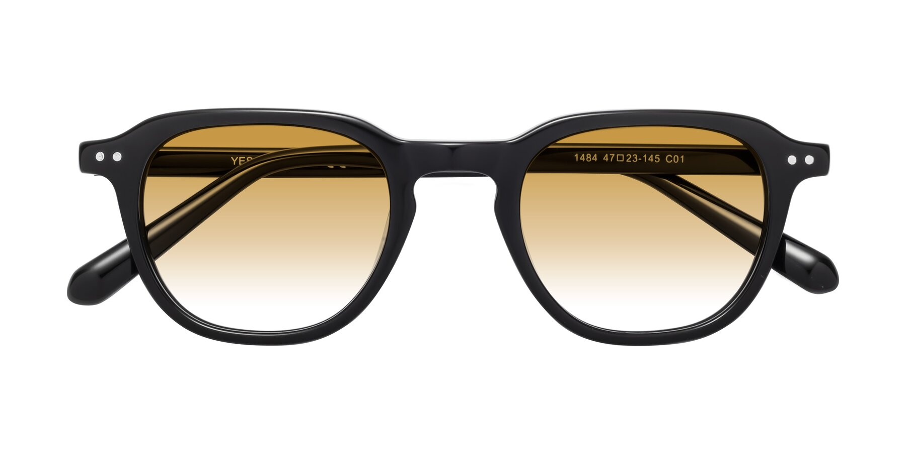 Folded Front of 1484 in Black with Champagne Gradient Lenses