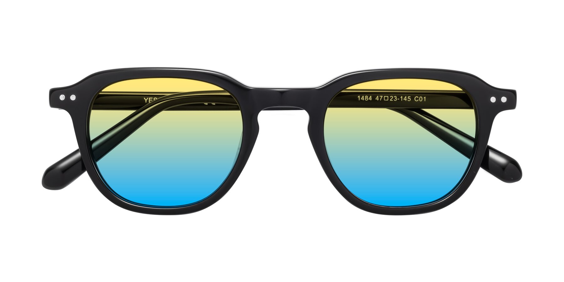 Folded Front of 1484 in Black with Yellow / Blue Gradient Lenses