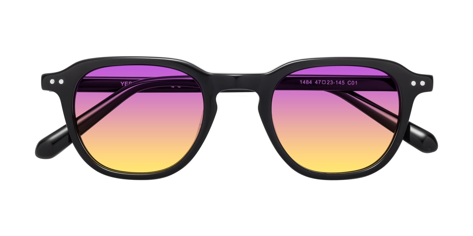 Folded Front of 1484 in Black with Purple / Yellow Gradient Lenses