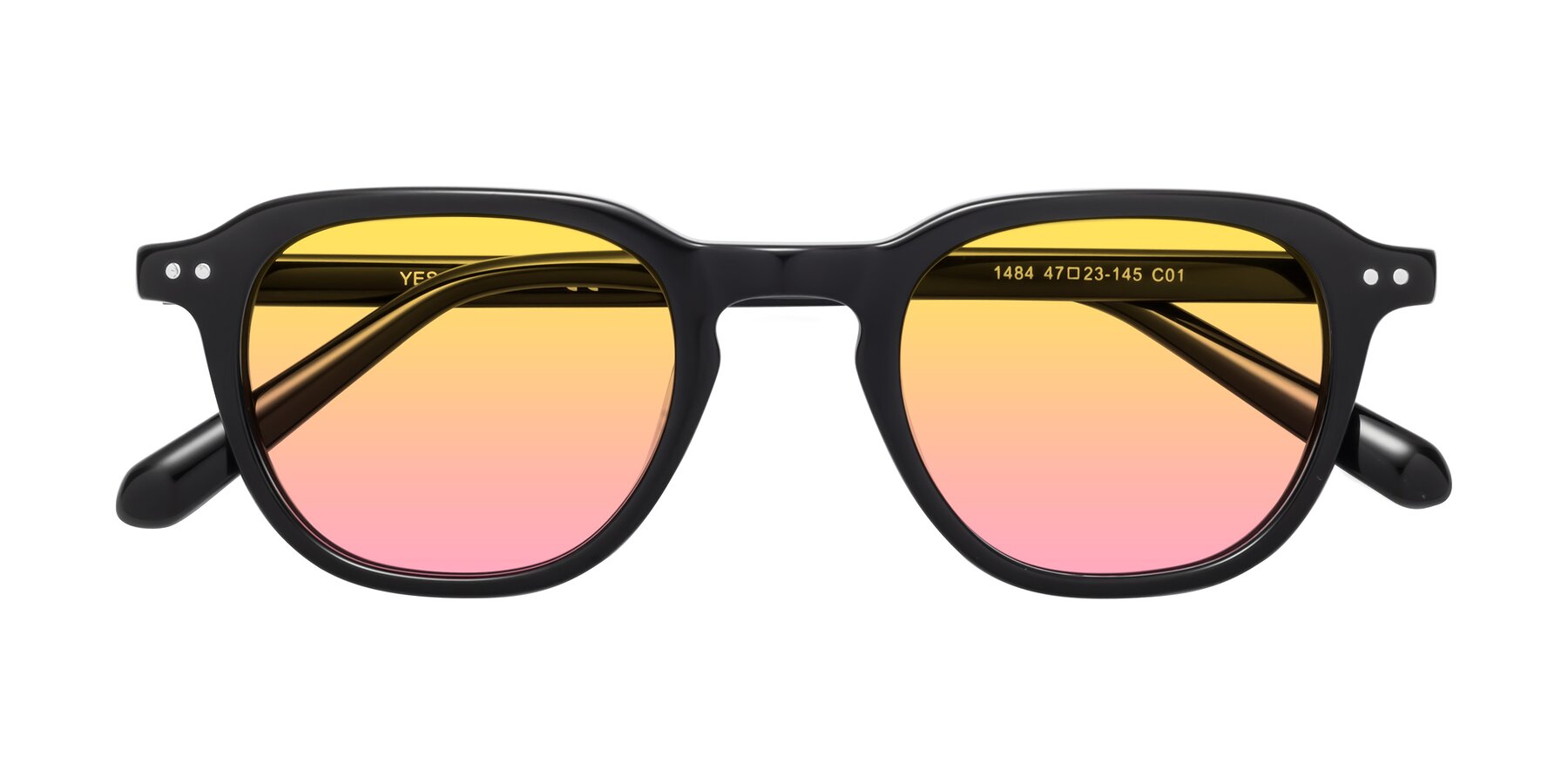 Folded Front of 1484 in Black with Yellow / Pink Gradient Lenses