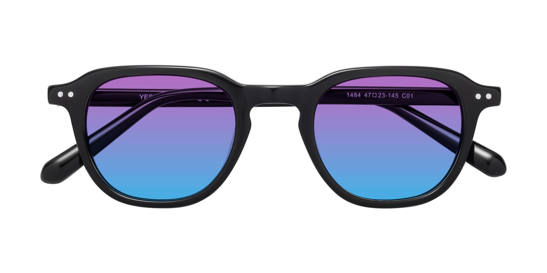 Folded Front of 1484 in Black with Purple / Blue Gradient Lenses