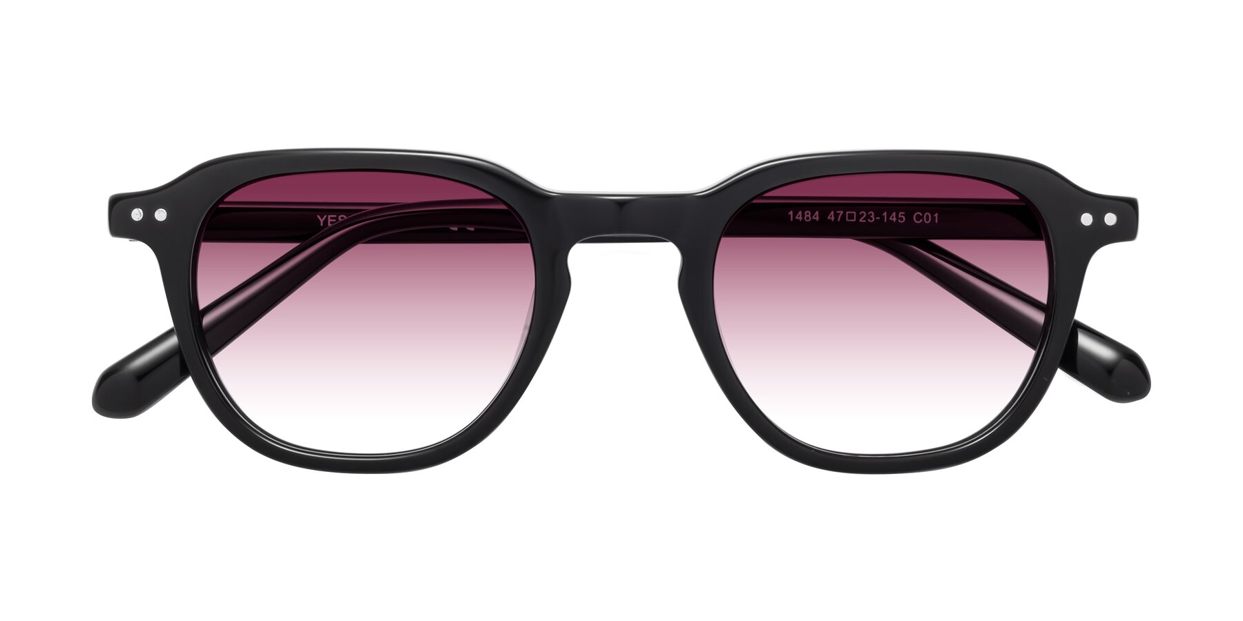 Folded Front of 1484 in Black with Wine Gradient Lenses