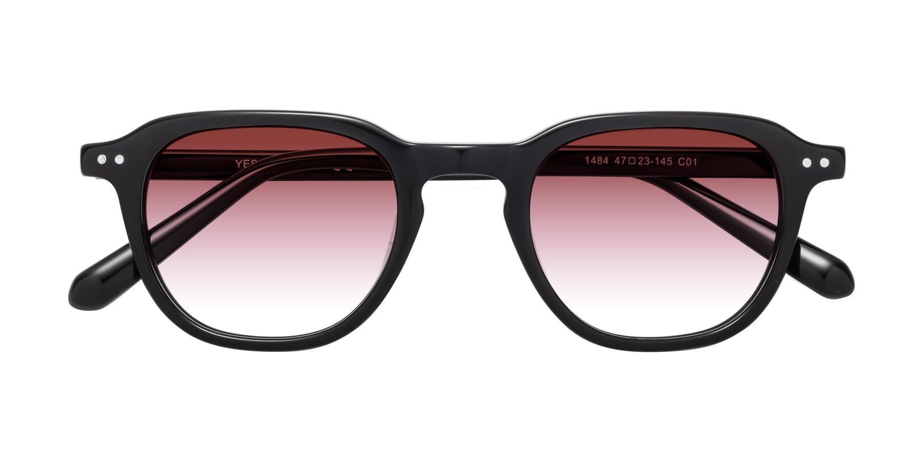 Folded Front of 1484 in Black with Garnet Gradient Lenses