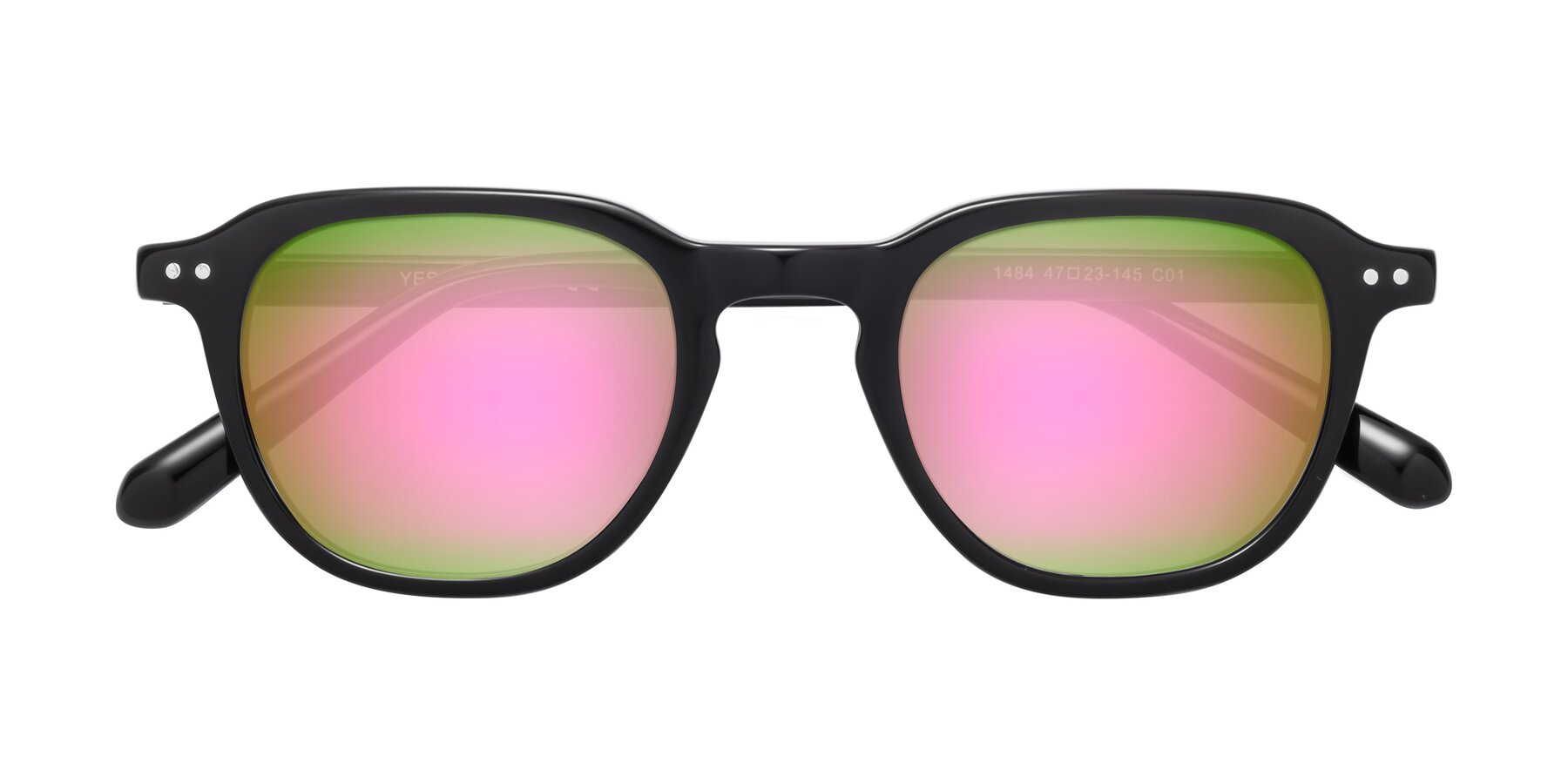Folded Front of 1484 in Black with Pink Mirrored Lenses
