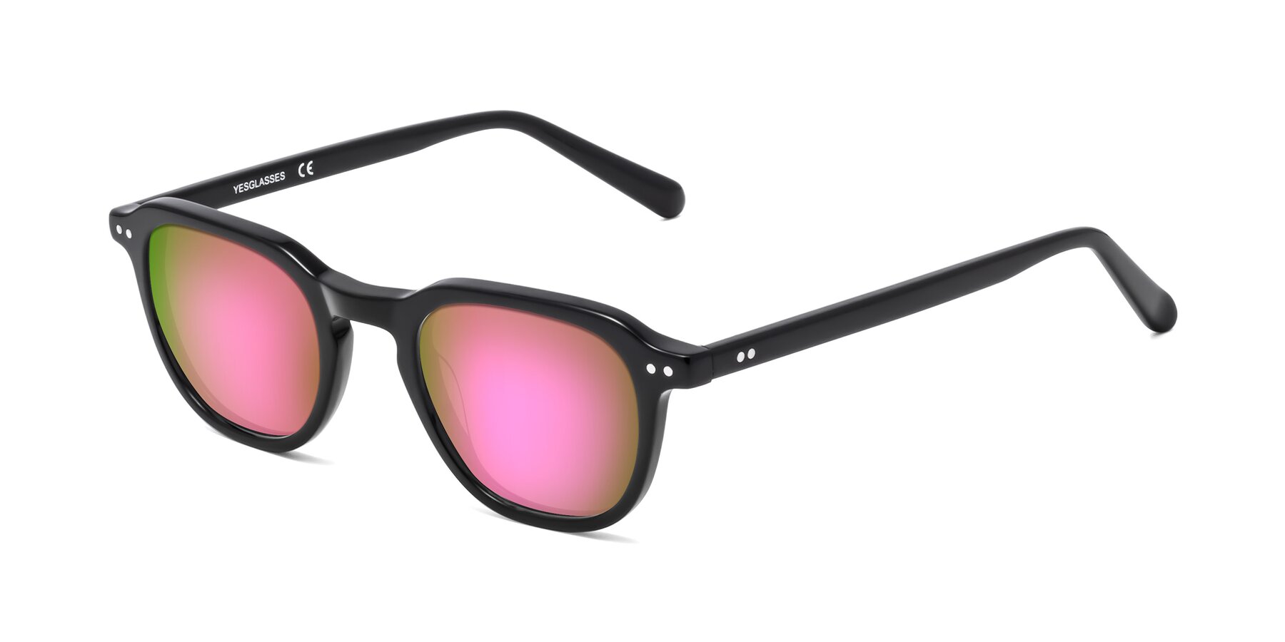 Angle of 1484 in Black with Pink Mirrored Lenses