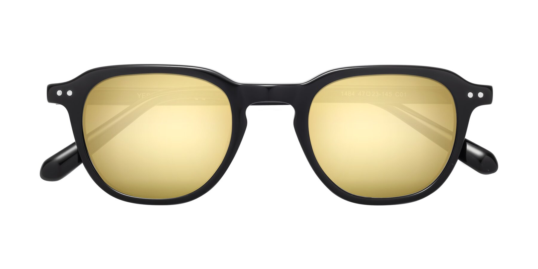 Folded Front of 1484 in Black with Gold Mirrored Lenses