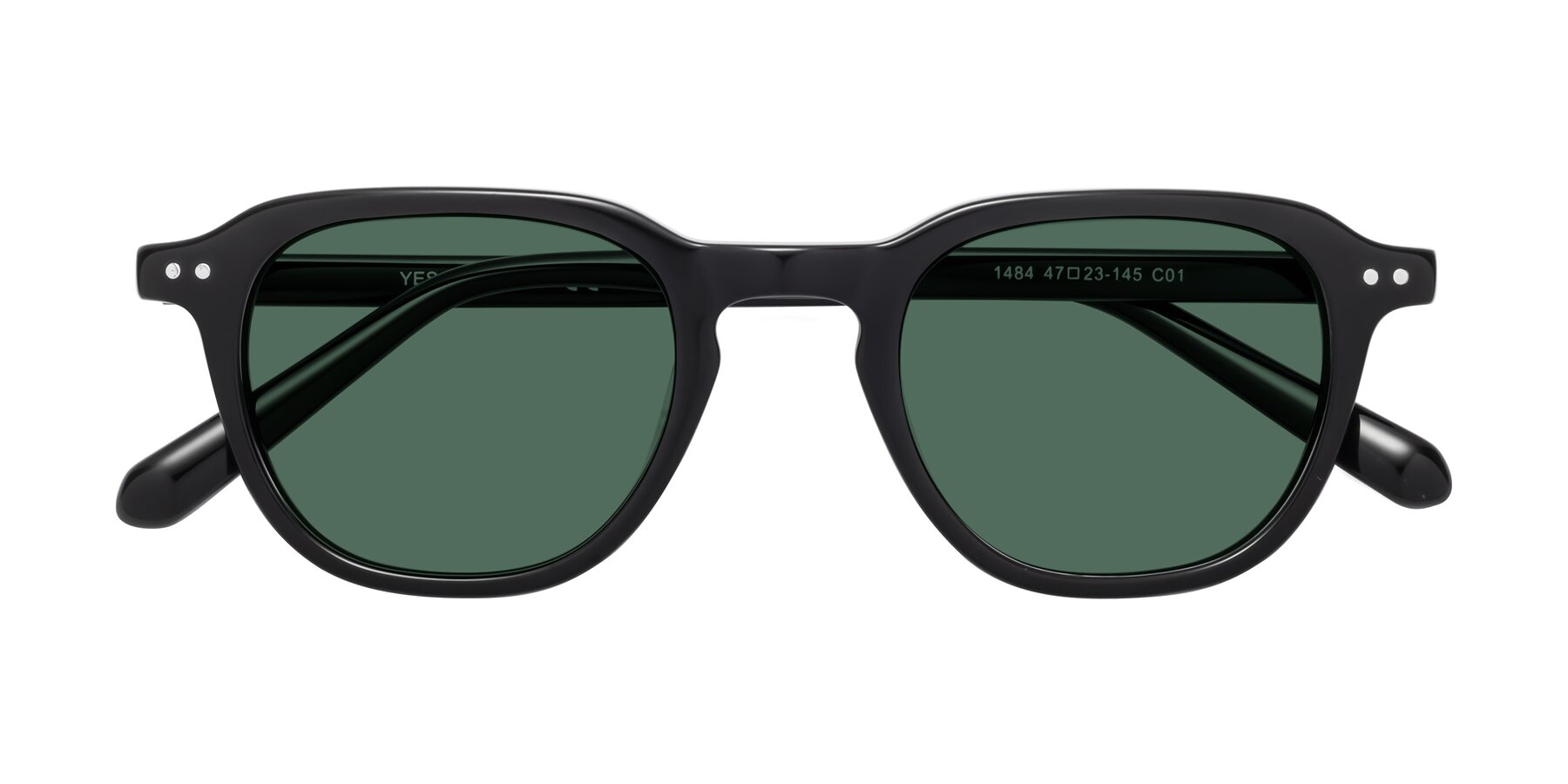 Folded Front of 1484 in Black with Green Polarized Lenses