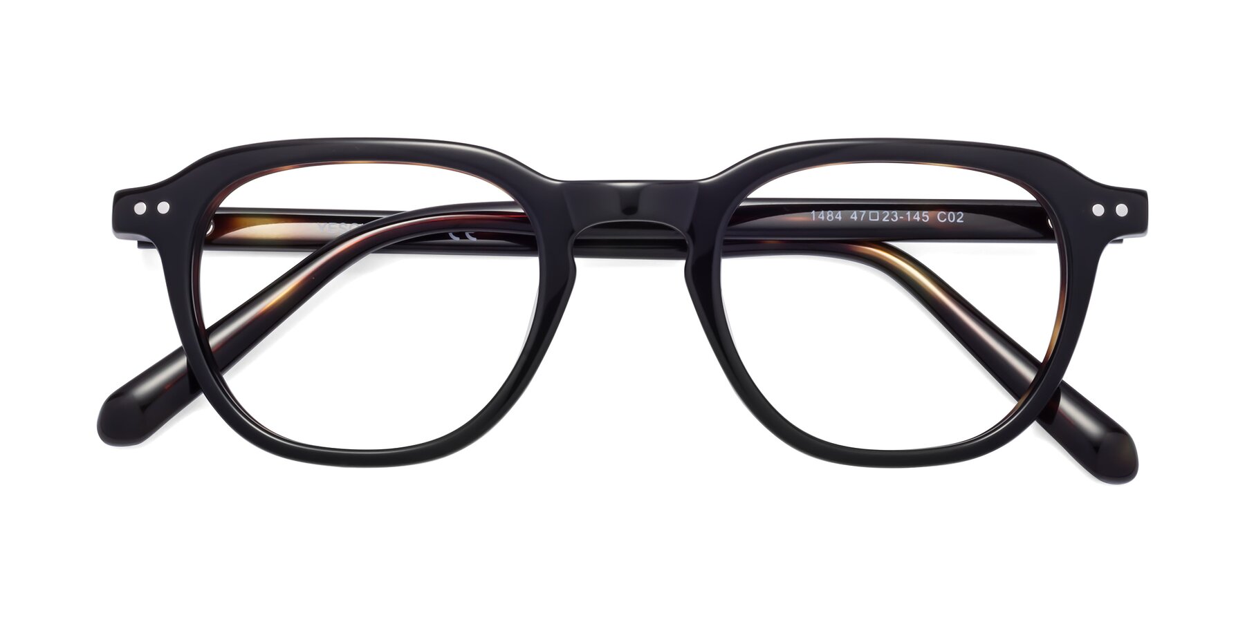 Folded Front of 1484 in Tortoise with Clear Reading Eyeglass Lenses