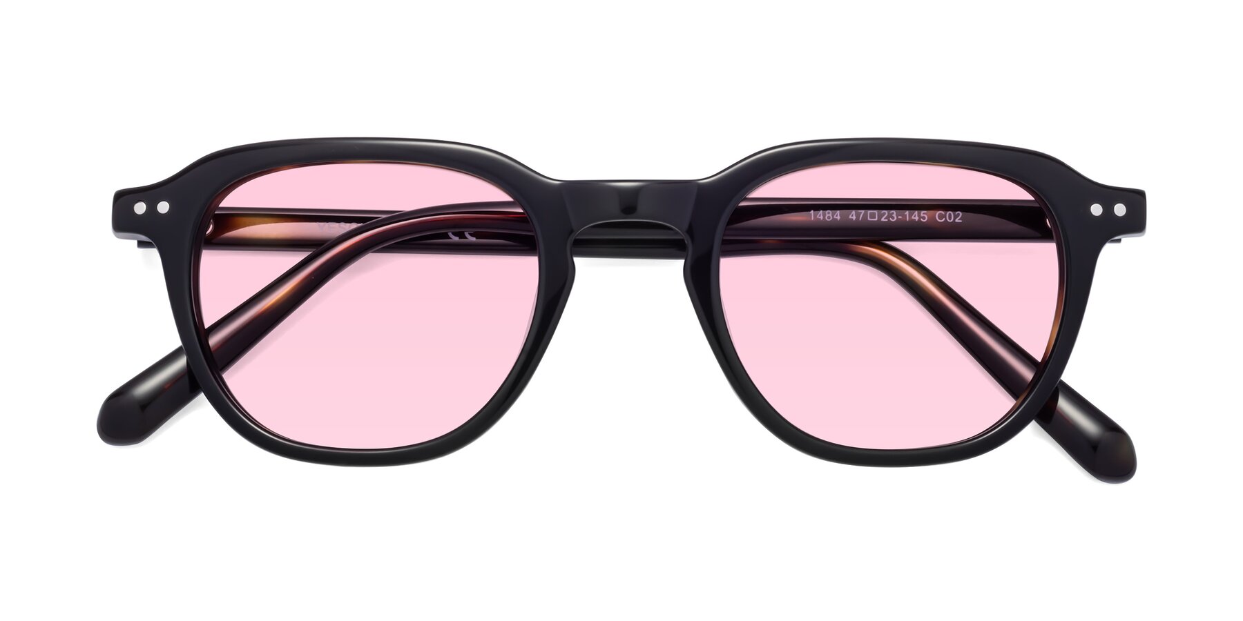 Folded Front of 1484 in Tortoise with Light Pink Tinted Lenses