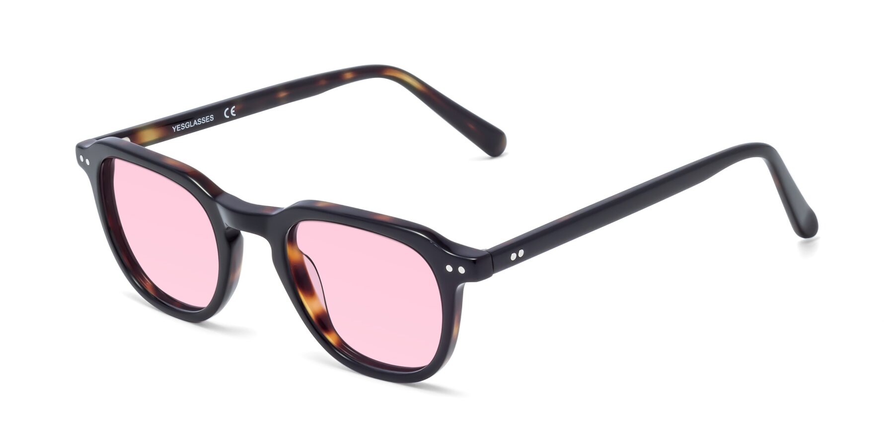 Angle of 1484 in Tortoise with Light Pink Tinted Lenses