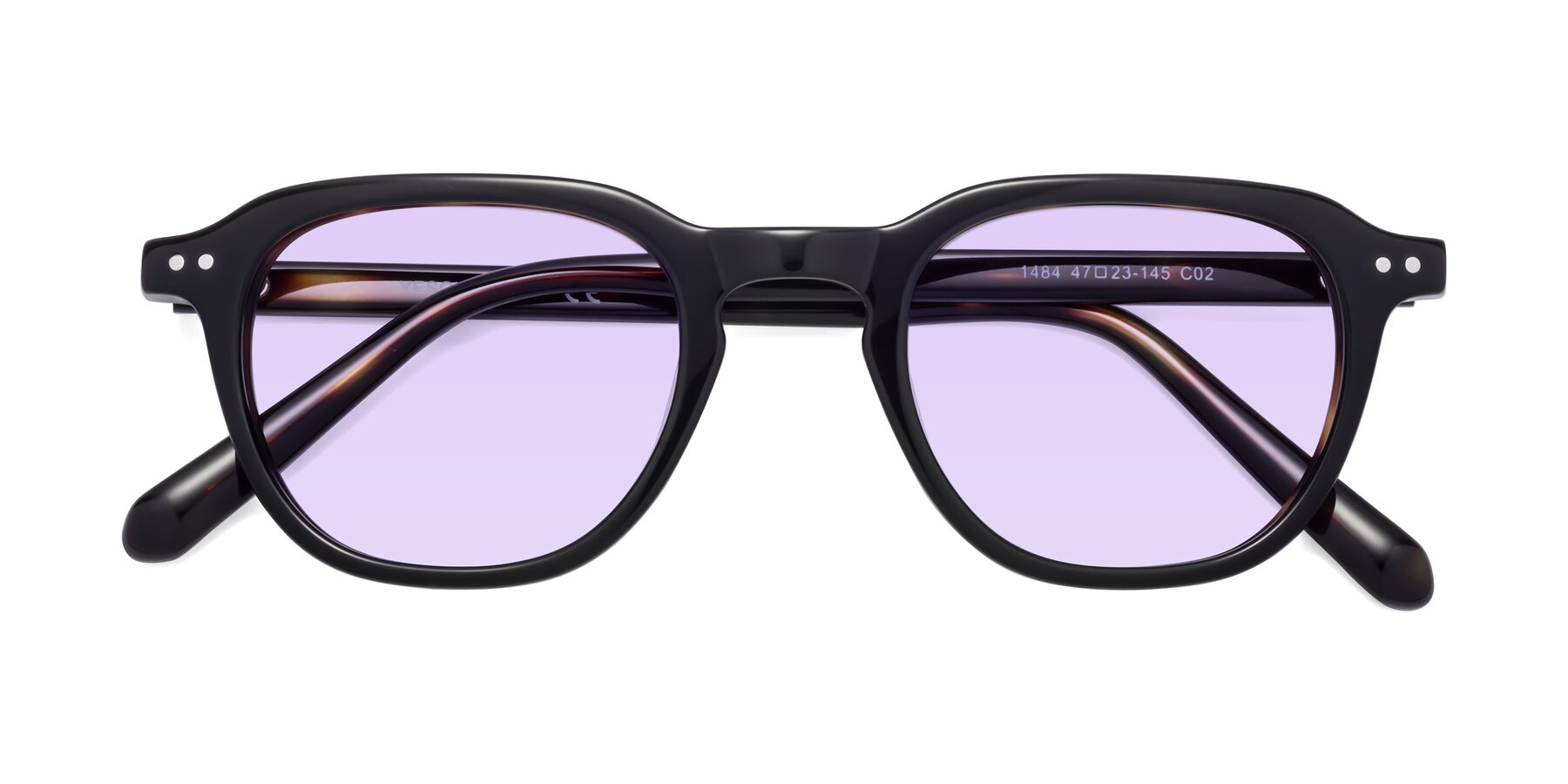 Folded Front of 1484 in Tortoise with Light Purple Tinted Lenses