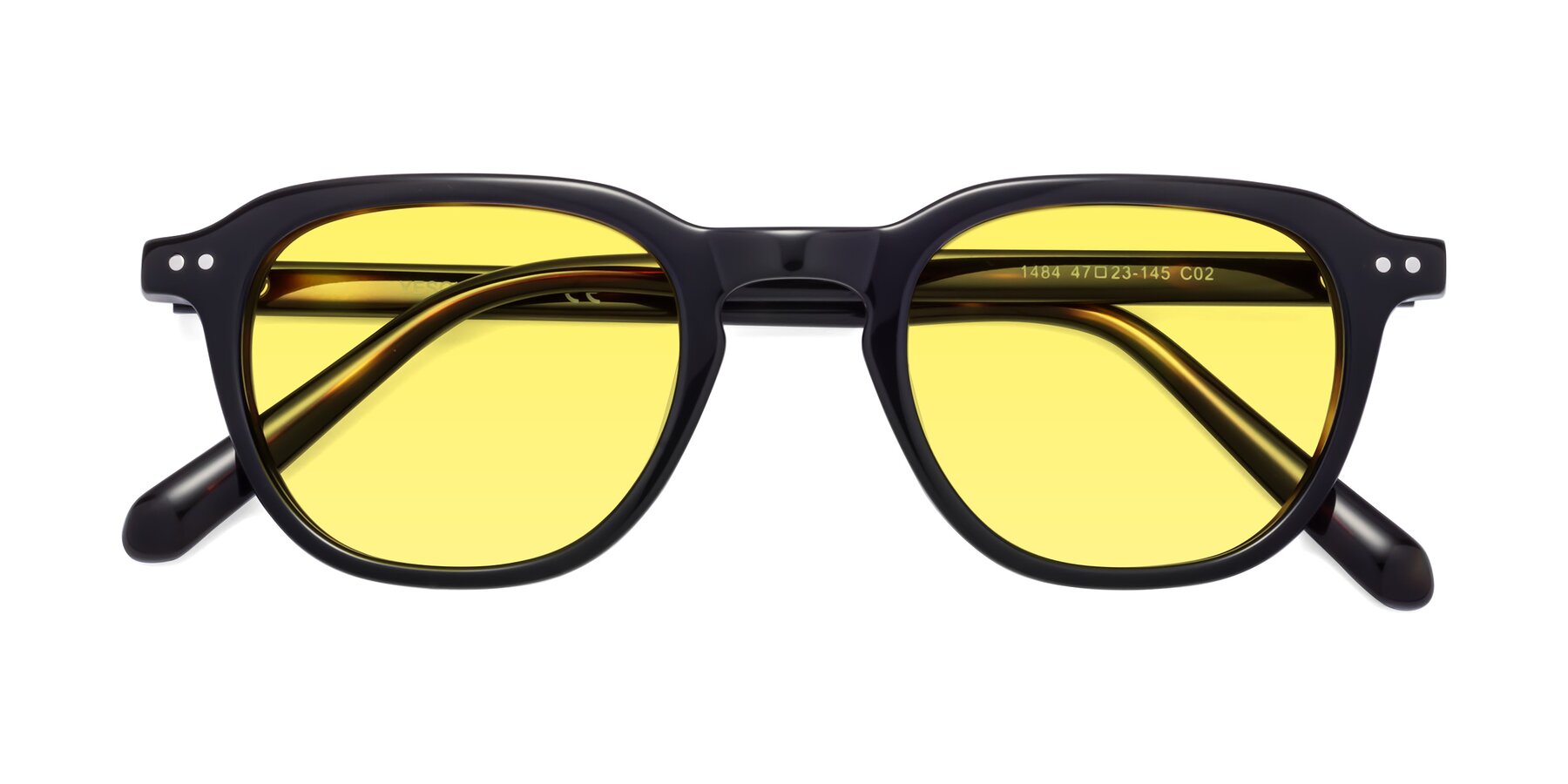 Folded Front of 1484 in Tortoise with Medium Yellow Tinted Lenses