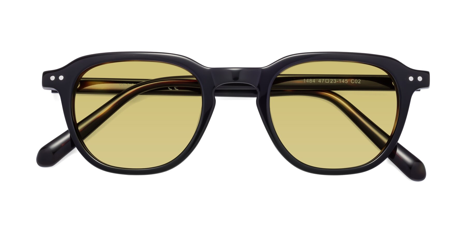 Folded Front of 1484 in Tortoise with Medium Champagne Tinted Lenses