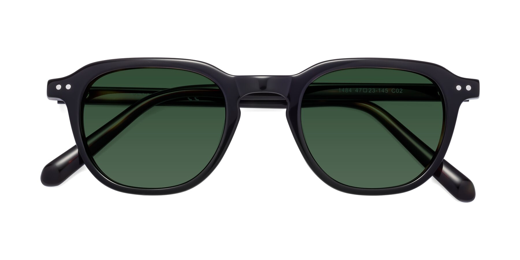 Folded Front of 1484 in Tortoise with Green Tinted Lenses