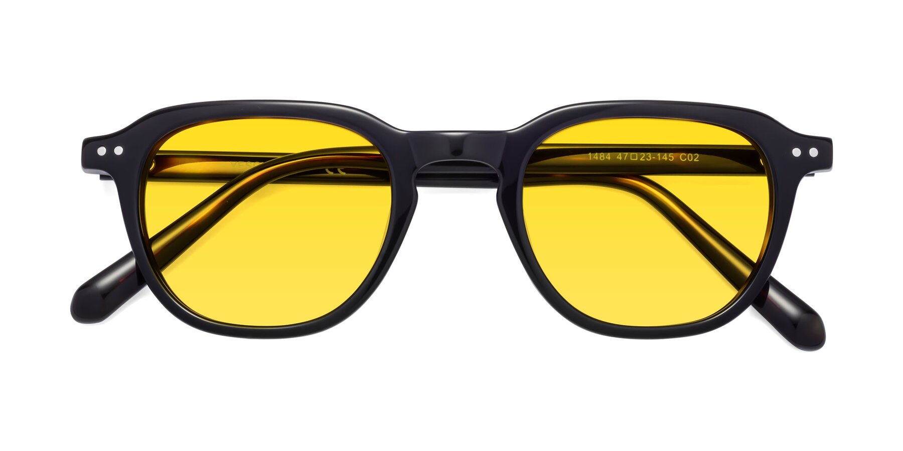 Folded Front of 1484 in Tortoise with Yellow Tinted Lenses