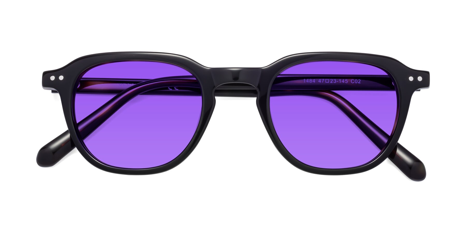 Folded Front of 1484 in Tortoise with Purple Tinted Lenses