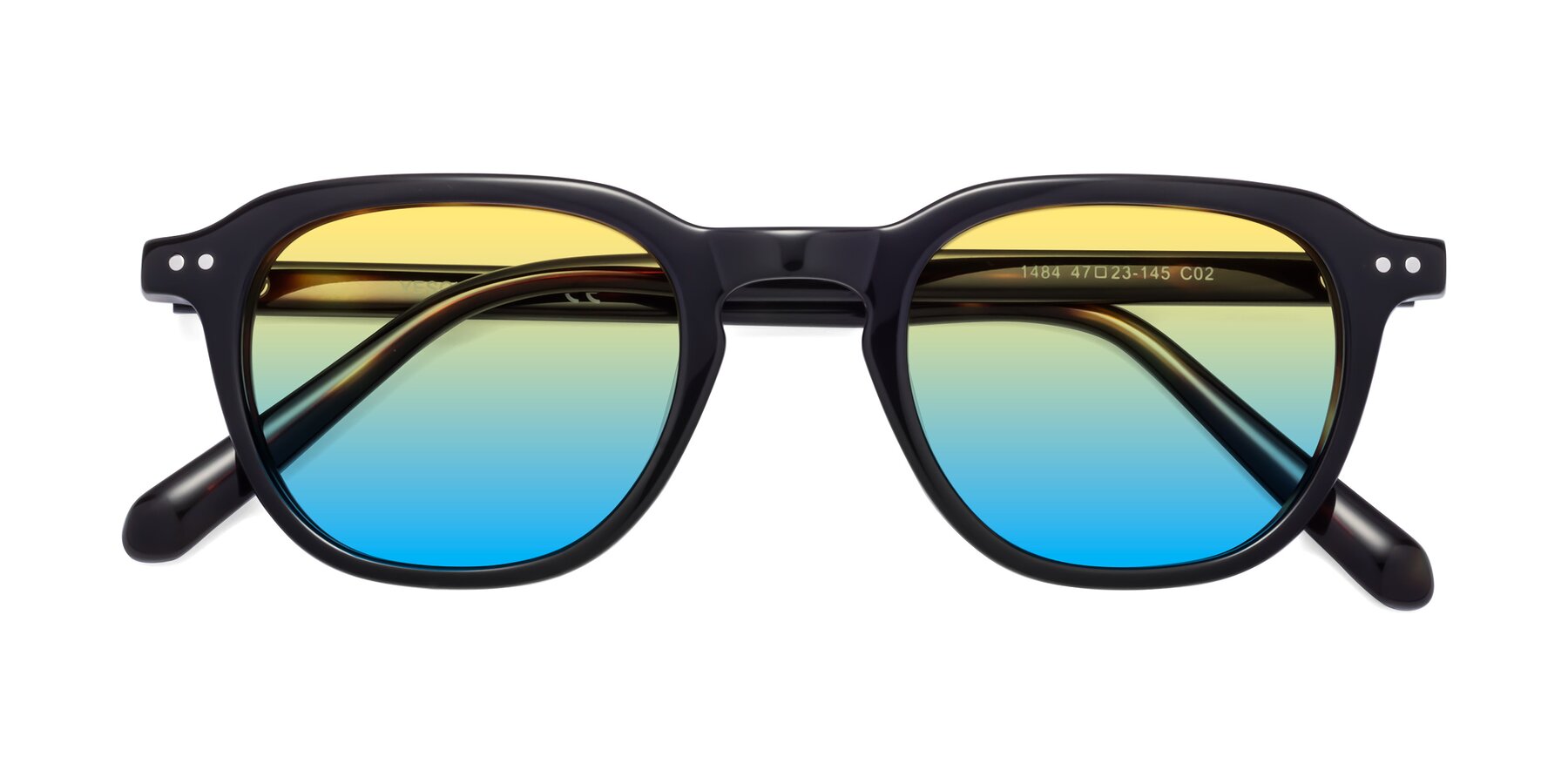Folded Front of 1484 in Tortoise with Yellow / Blue Gradient Lenses