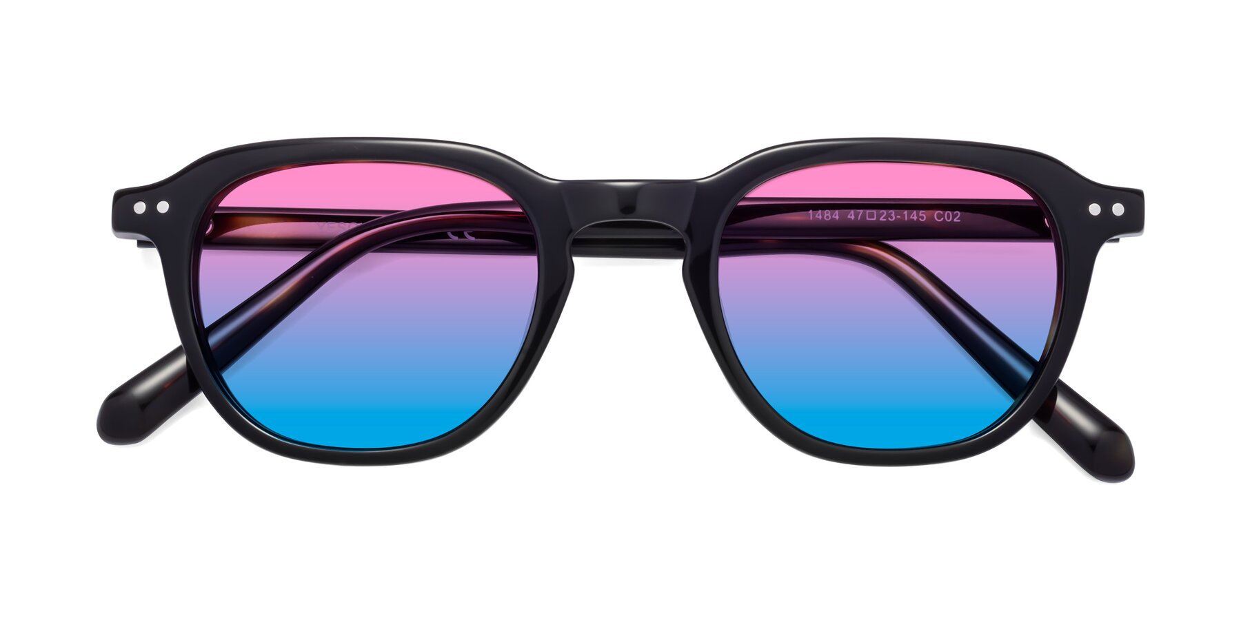 Folded Front of 1484 in Tortoise with Pink / Blue Gradient Lenses