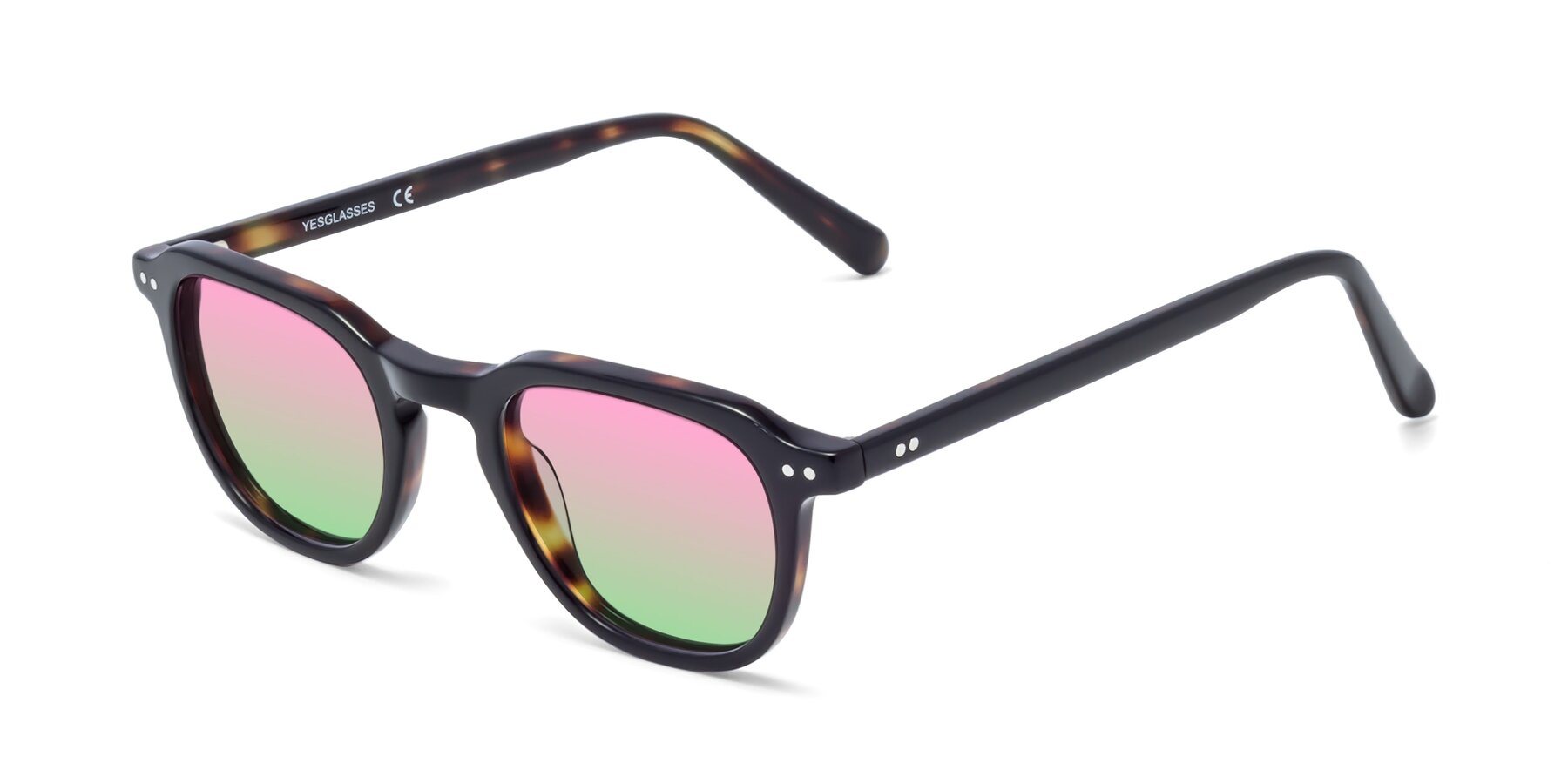 Angle of 1484 in Tortoise with Pink / Green Gradient Lenses