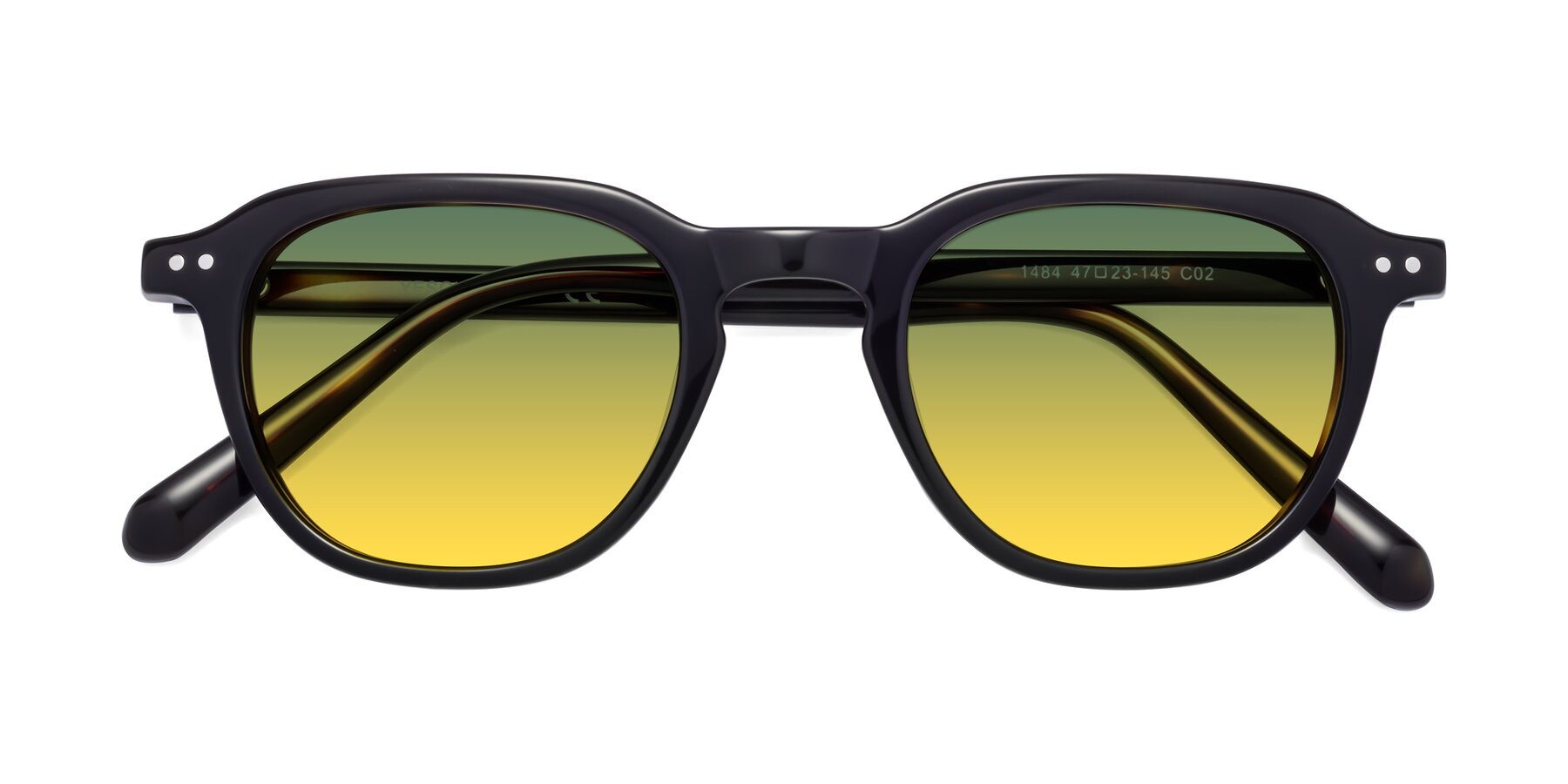 Folded Front of 1484 in Tortoise with Green / Yellow Gradient Lenses
