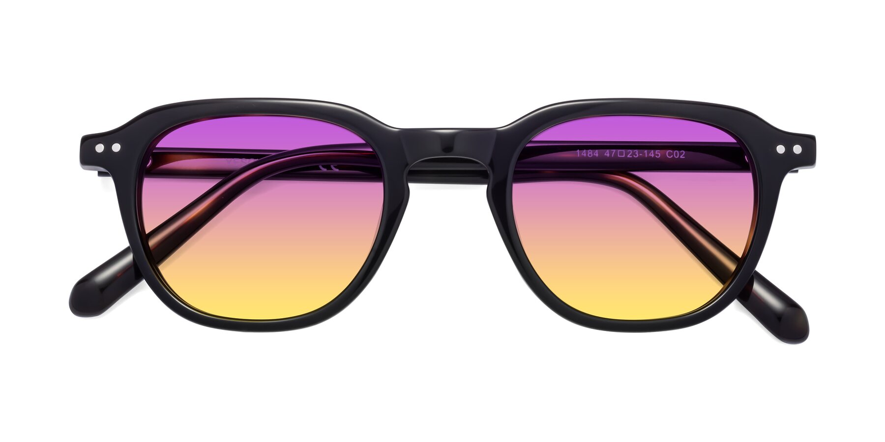 Folded Front of 1484 in Tortoise with Purple / Yellow Gradient Lenses