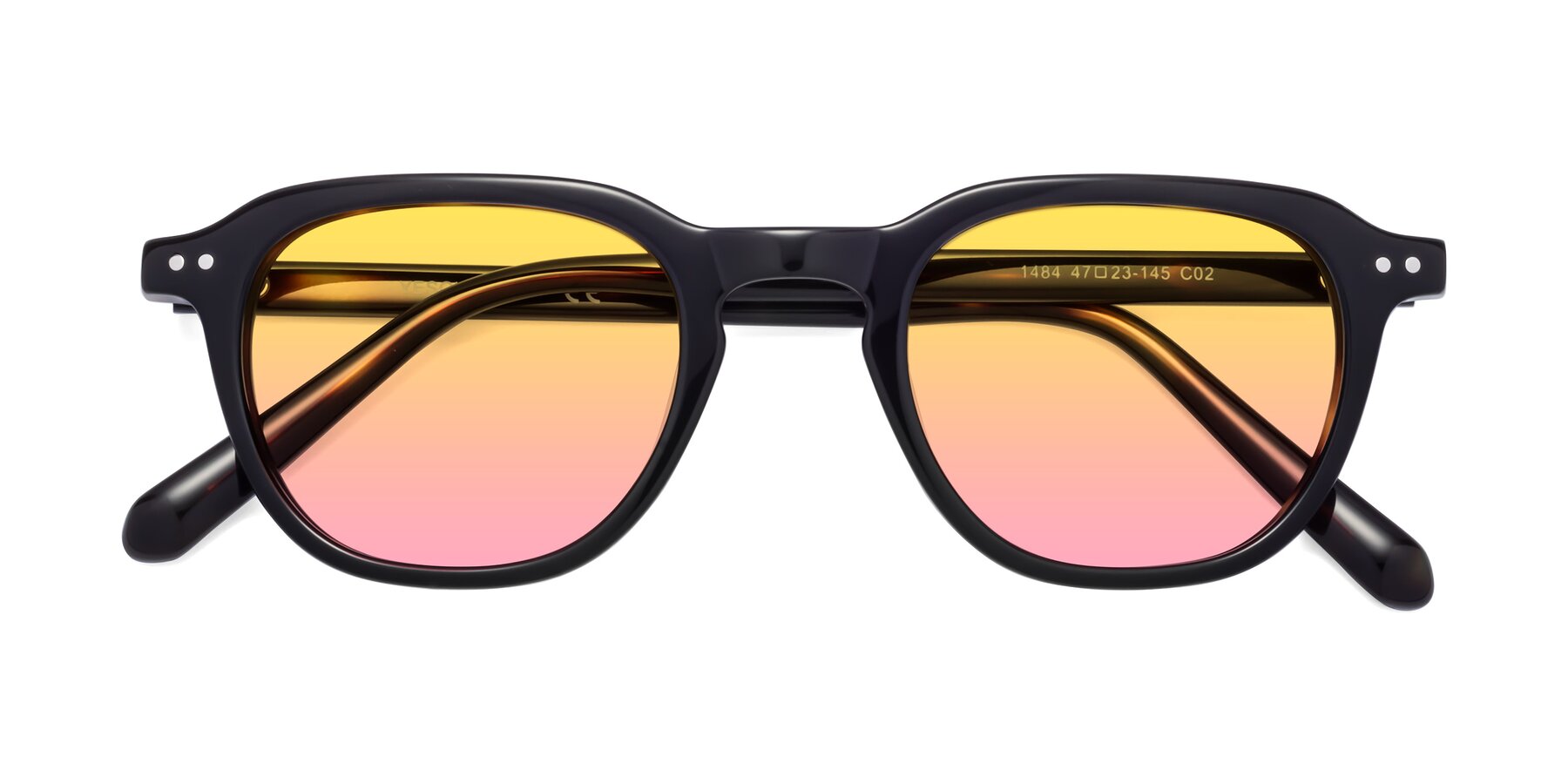 Folded Front of 1484 in Tortoise with Yellow / Pink Gradient Lenses