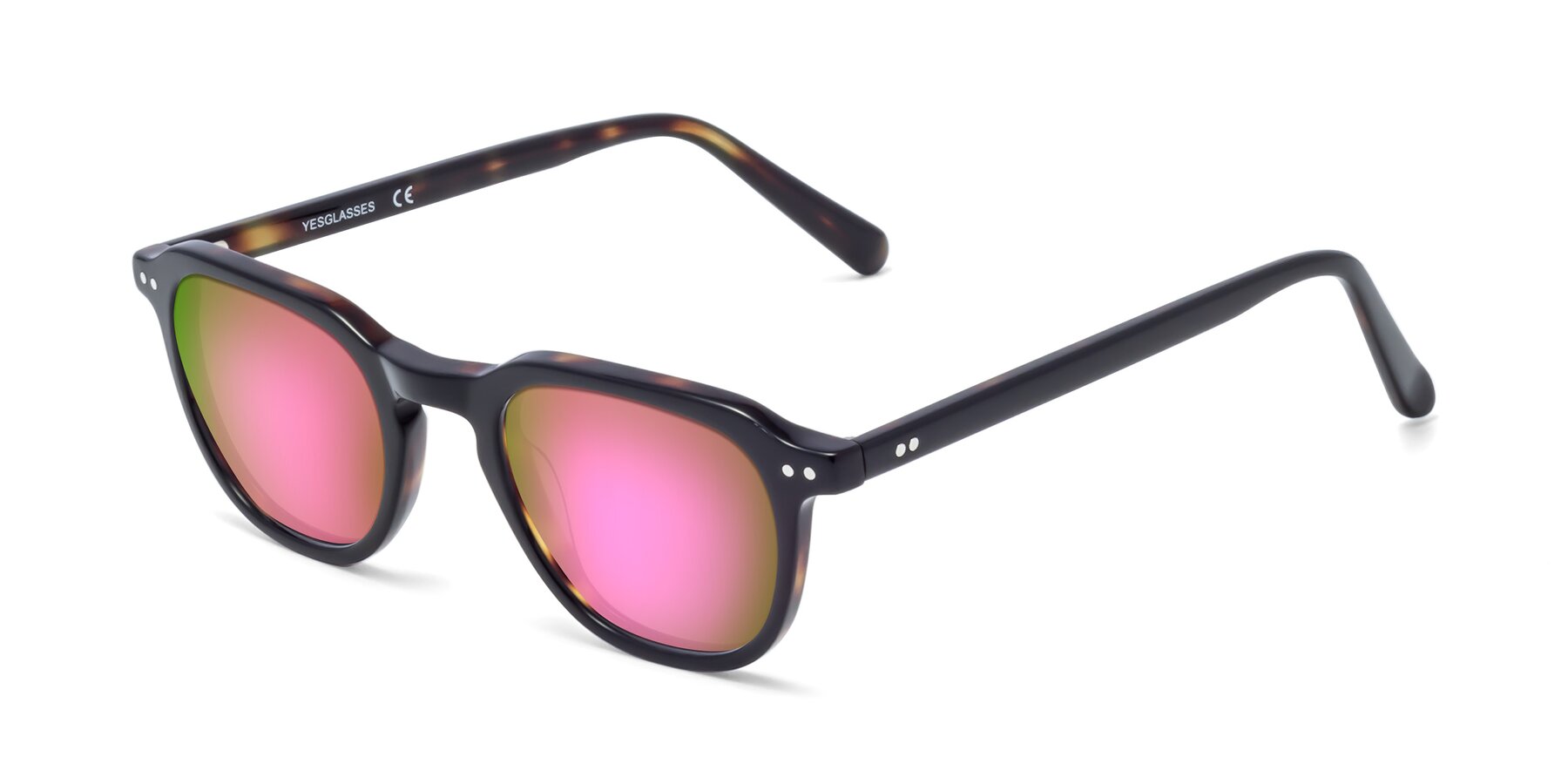 Angle of 1484 in Tortoise with Pink Mirrored Lenses