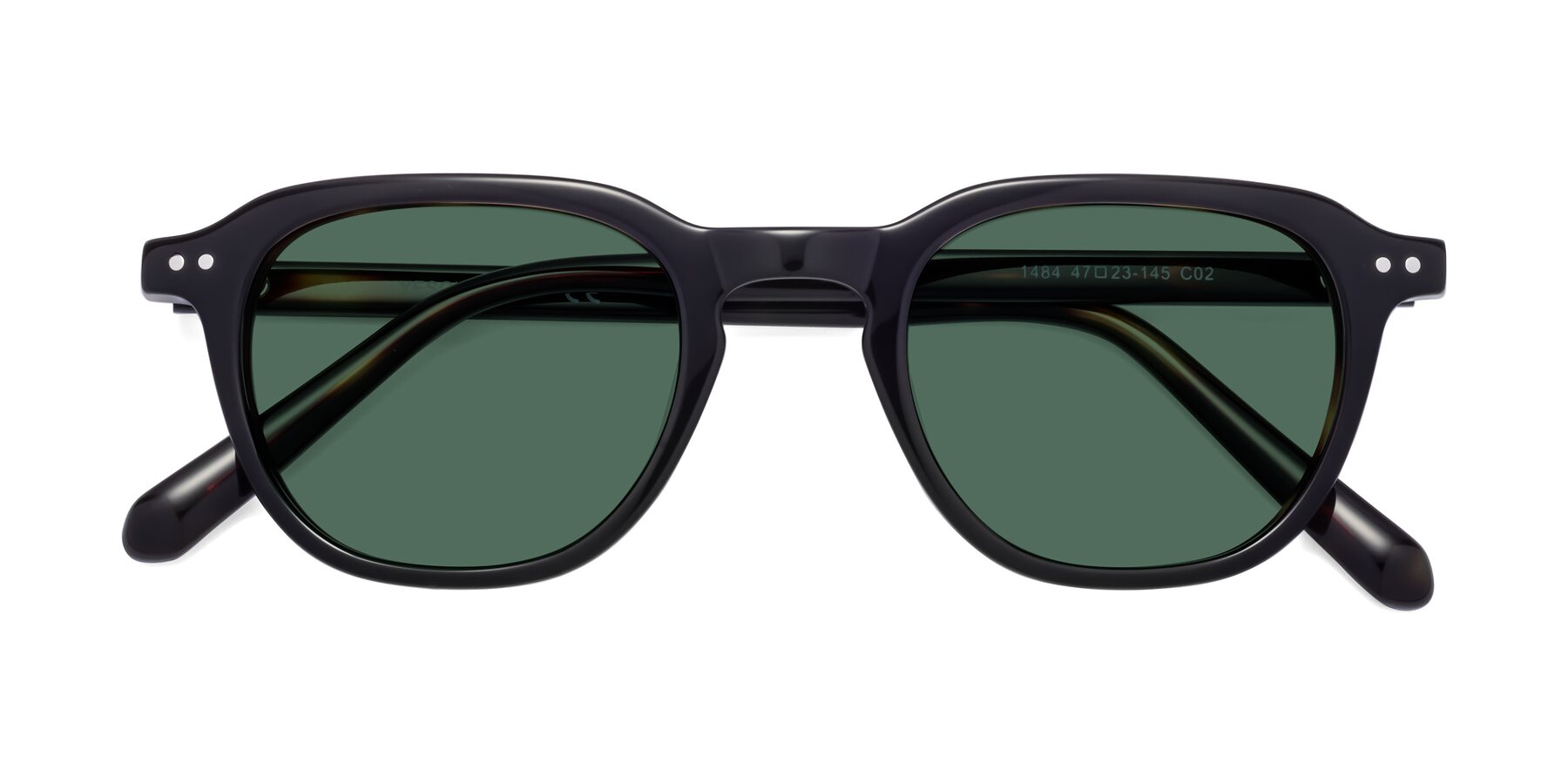 Folded Front of 1484 in Tortoise with Green Polarized Lenses