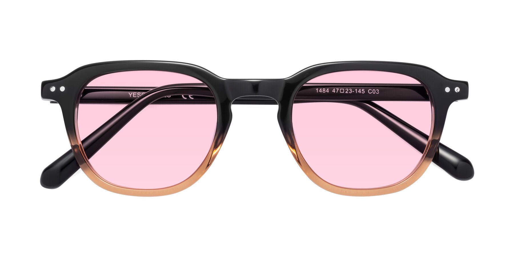 Folded Front of 1484 in Gradient Brown with Light Pink Tinted Lenses