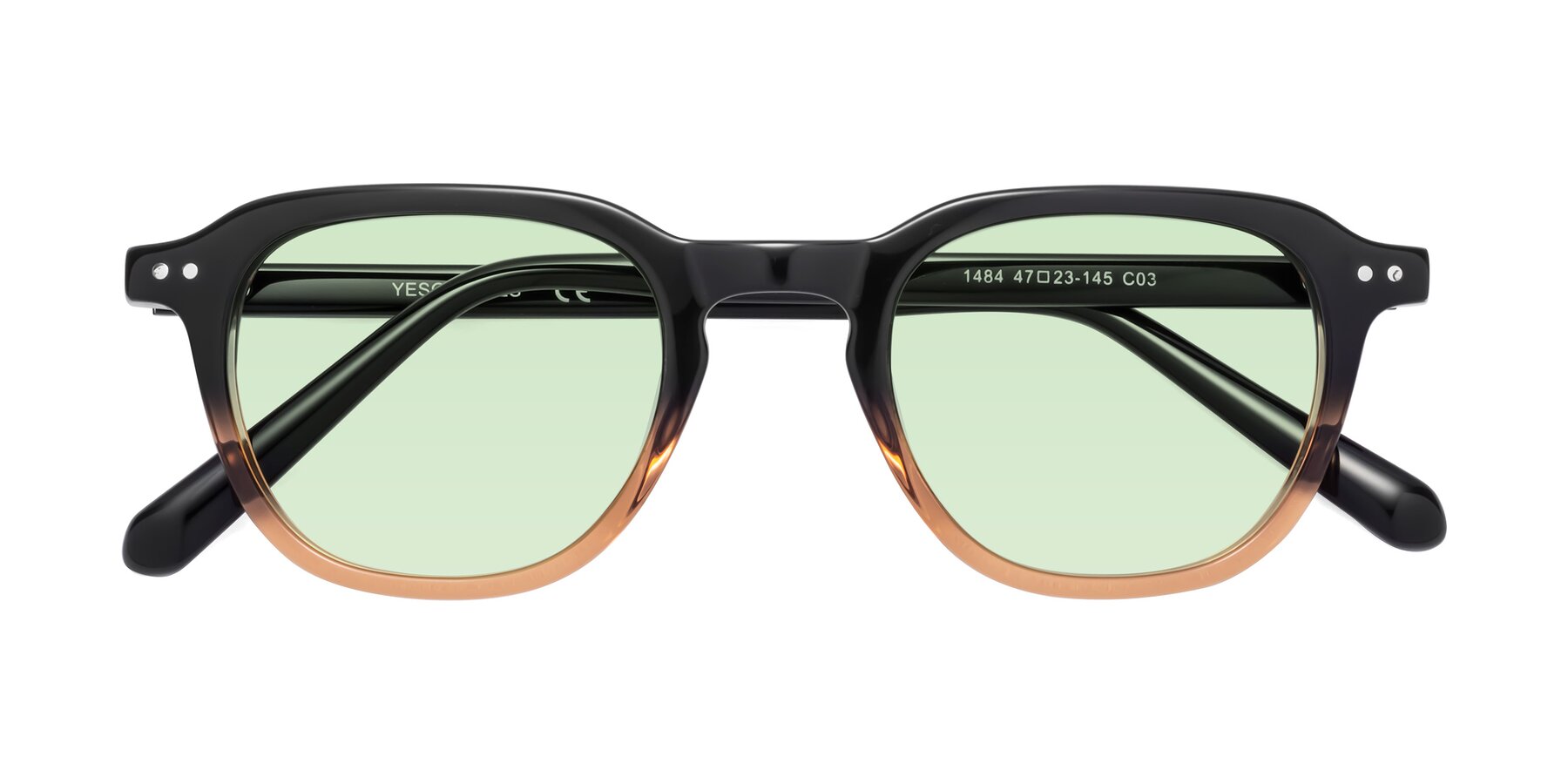 Folded Front of 1484 in Gradient Brown with Light Green Tinted Lenses