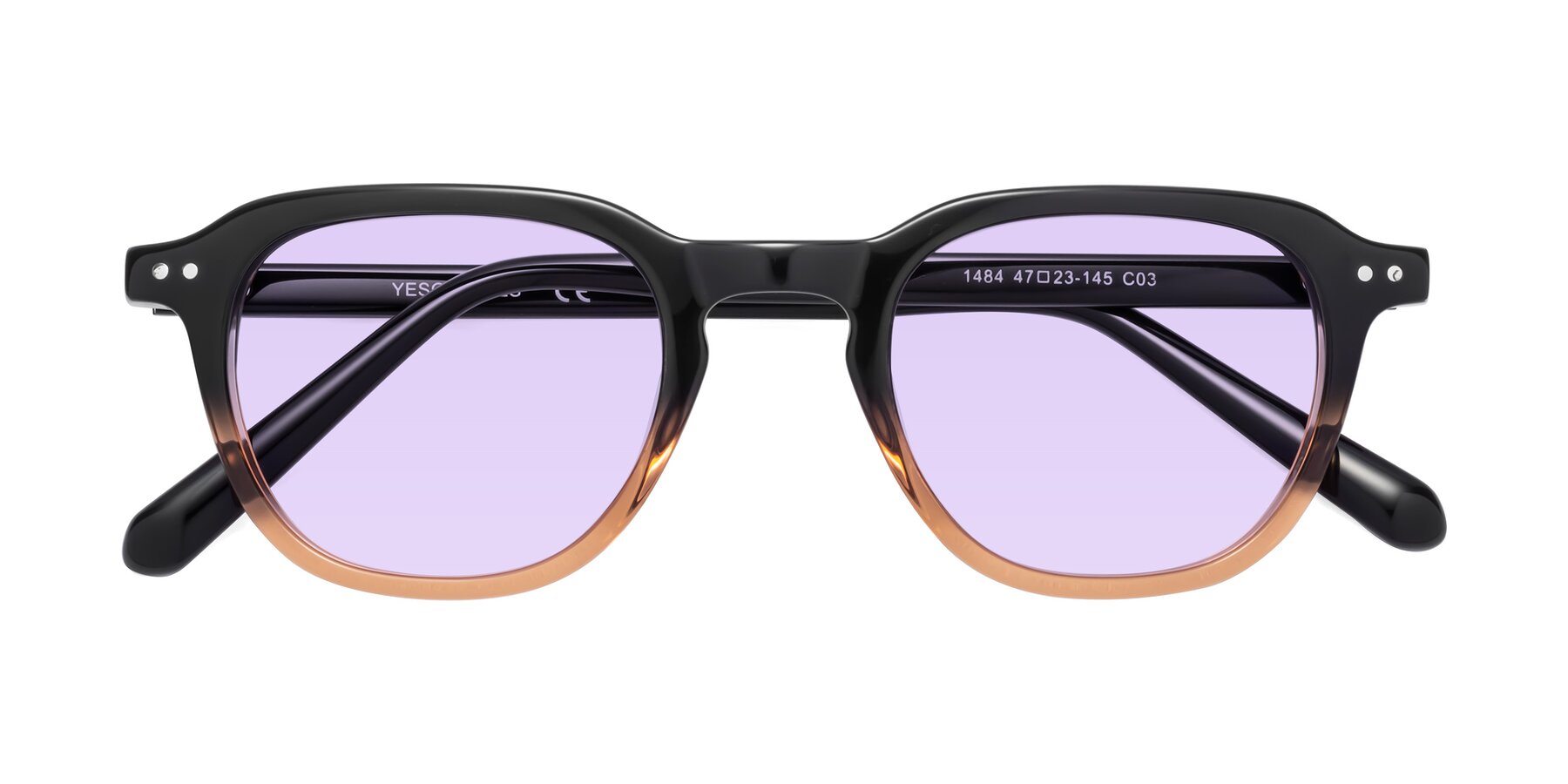 Folded Front of 1484 in Gradient Brown with Light Purple Tinted Lenses