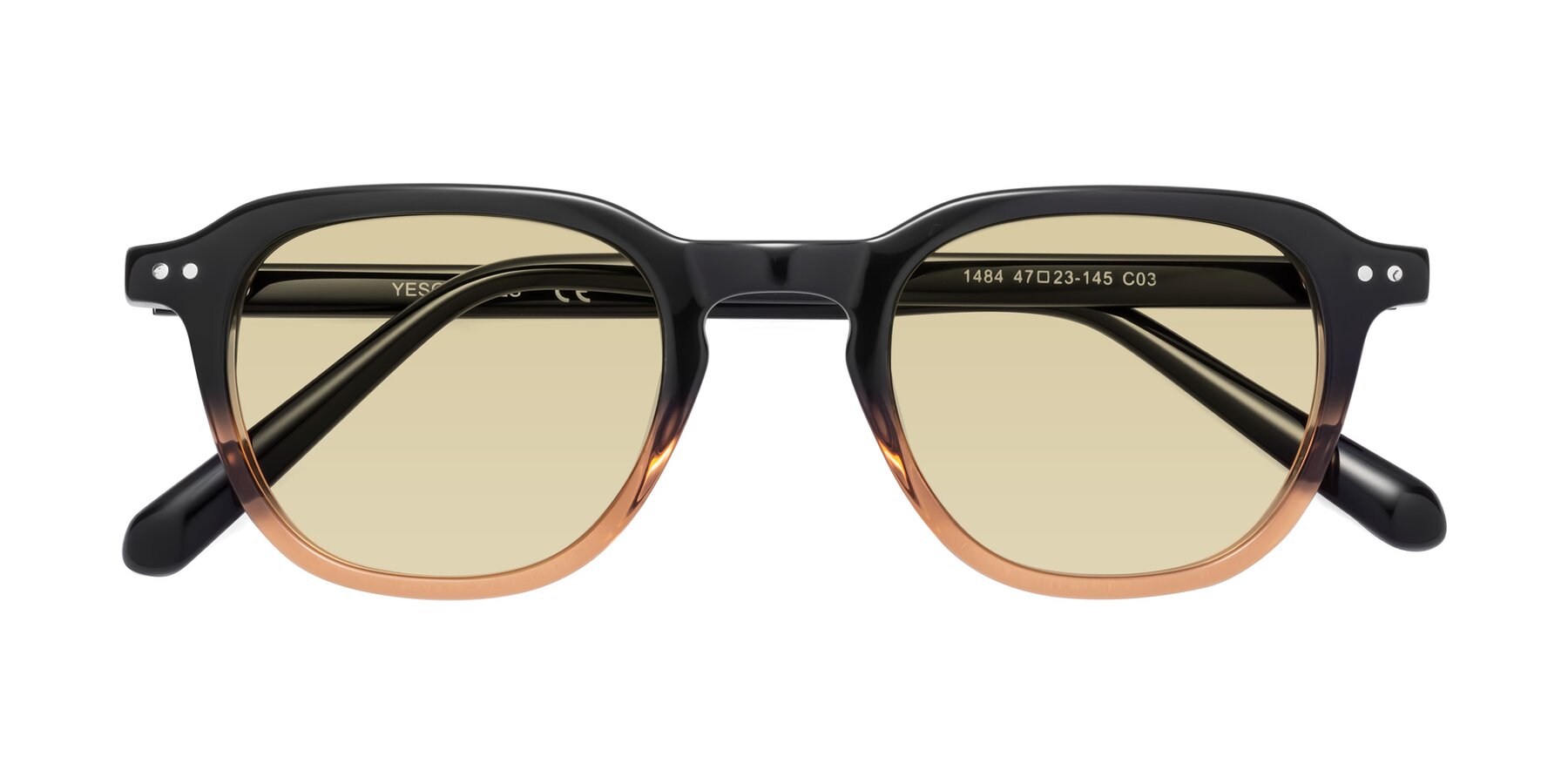 Folded Front of 1484 in Gradient Brown with Light Champagne Tinted Lenses