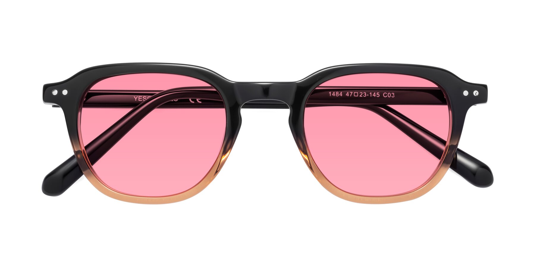 Folded Front of 1484 in Gradient Brown with Pink Tinted Lenses