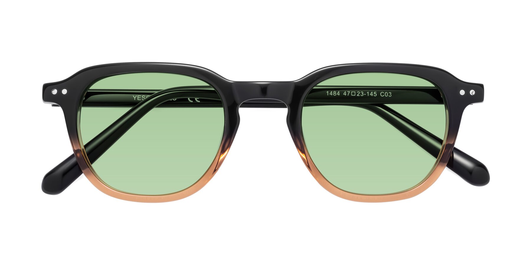 Folded Front of 1484 in Gradient Brown with Medium Green Tinted Lenses
