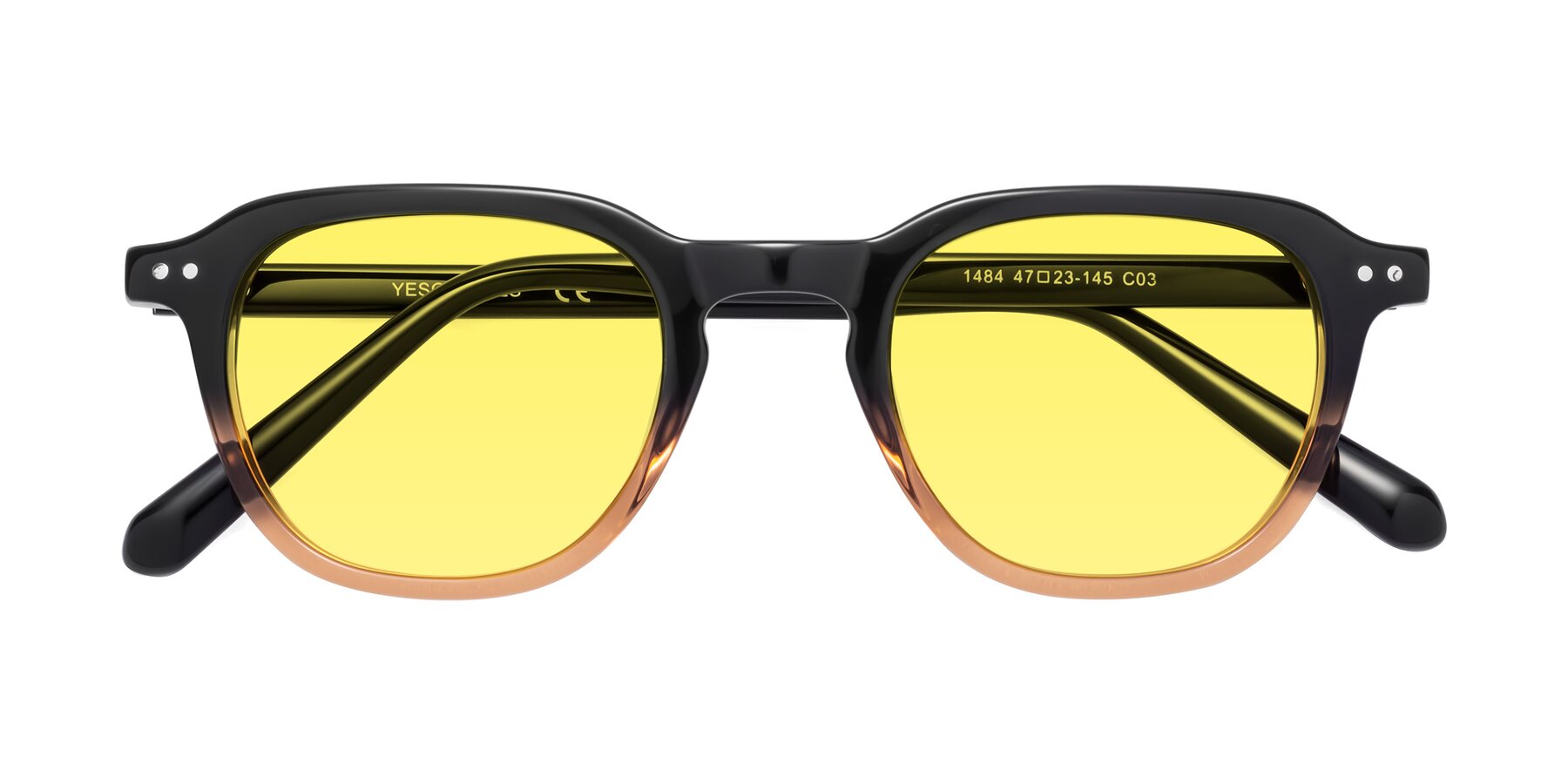 Folded Front of 1484 in Gradient Brown with Medium Yellow Tinted Lenses